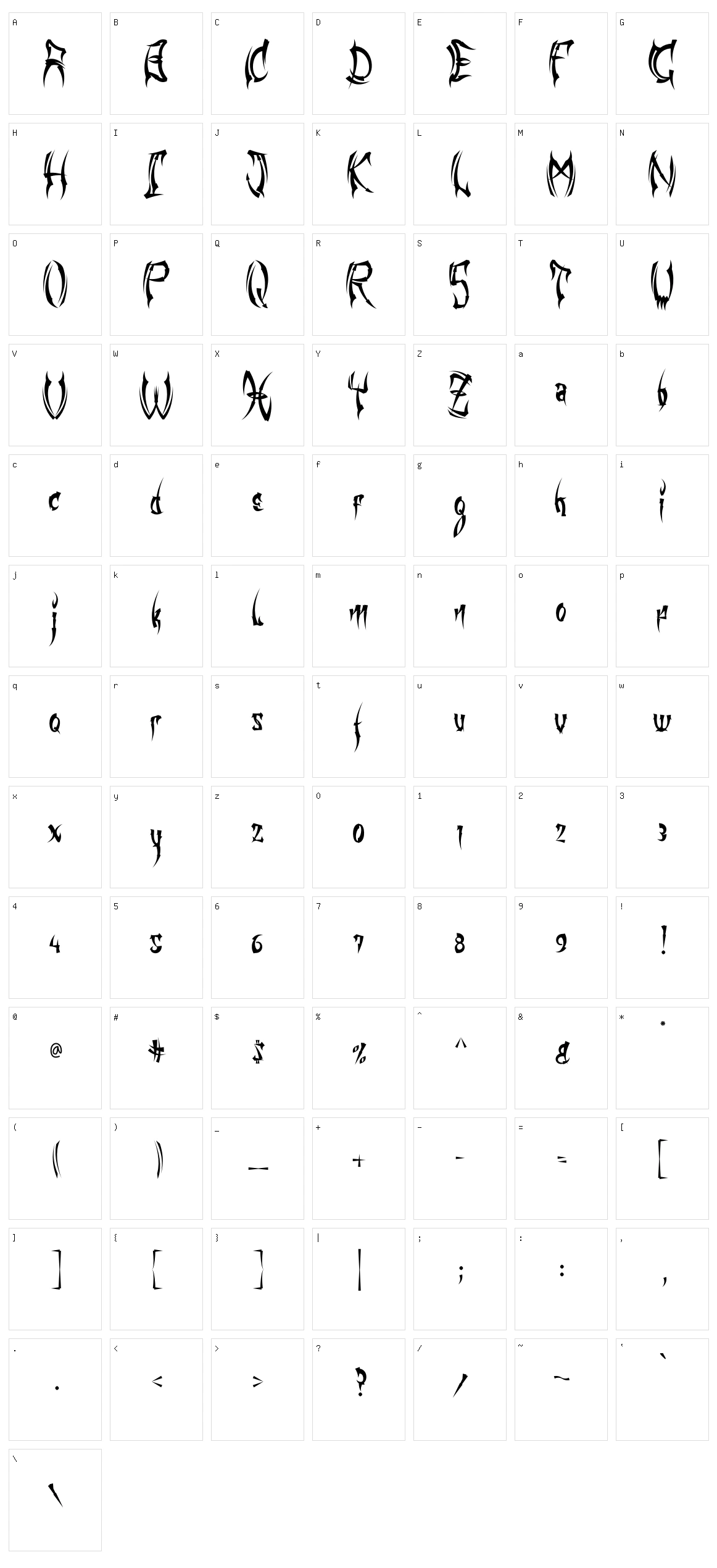 Kingfire Character Set