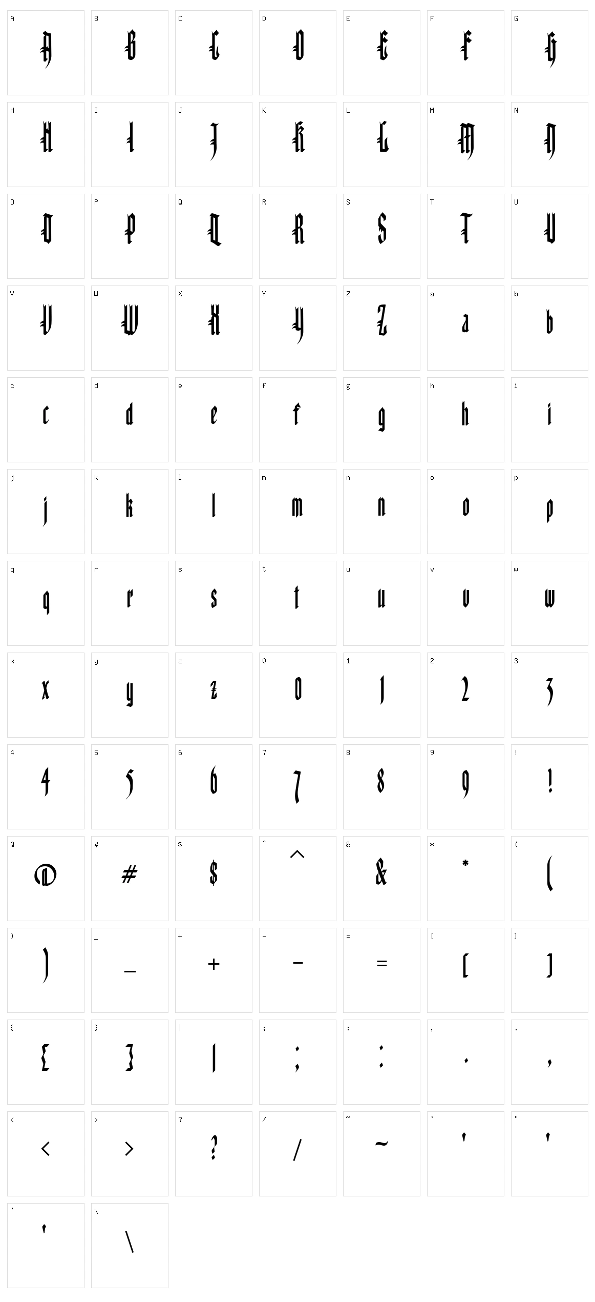 Kinizsi Frakturetta Character Set