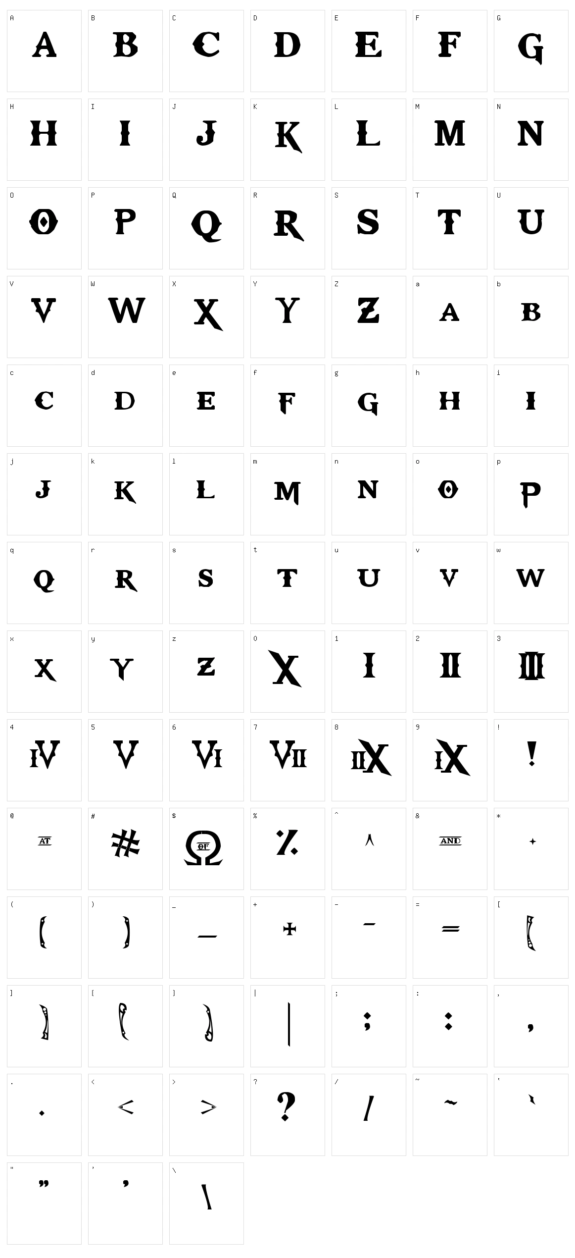 Kratos TrueType Character Set