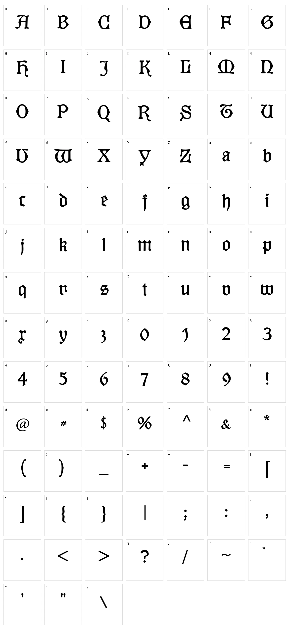 Kuenstler Gotisch Character Set