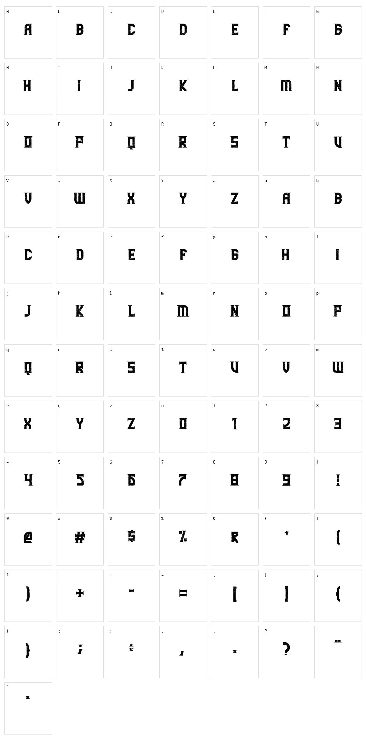 Lathena Character Set