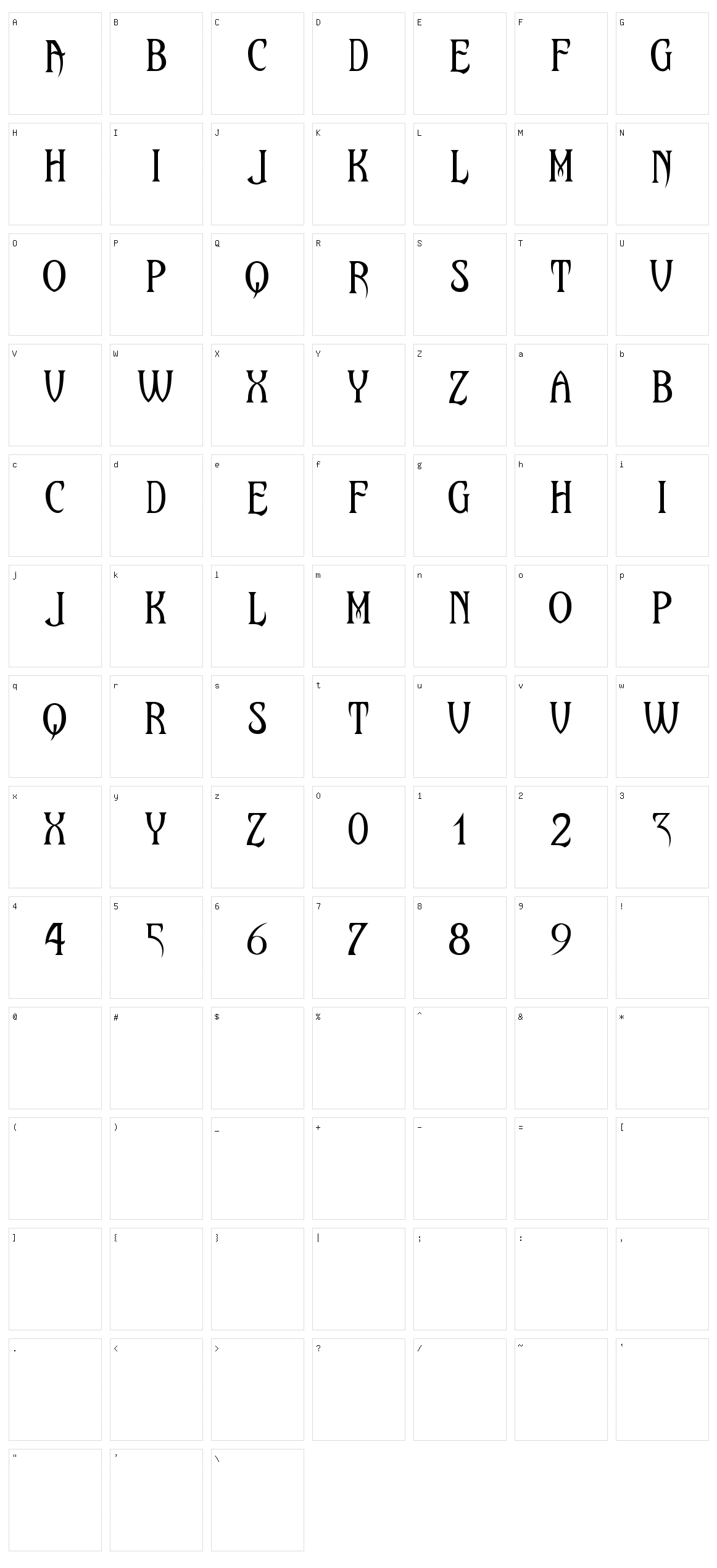 Maleficio Character Set