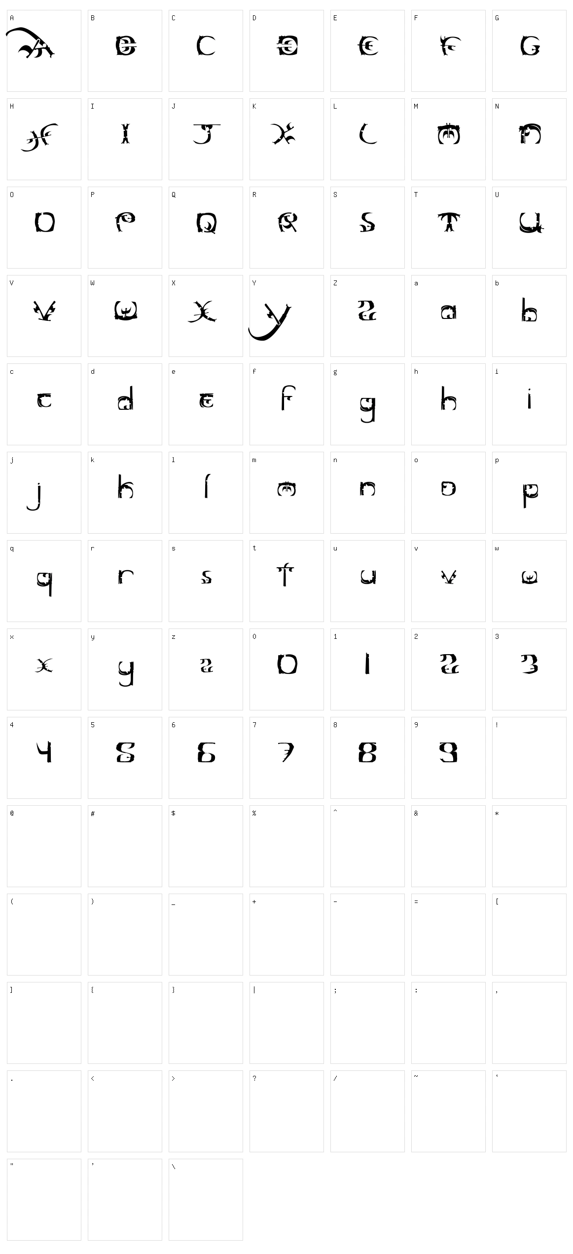 Marauder Character Set