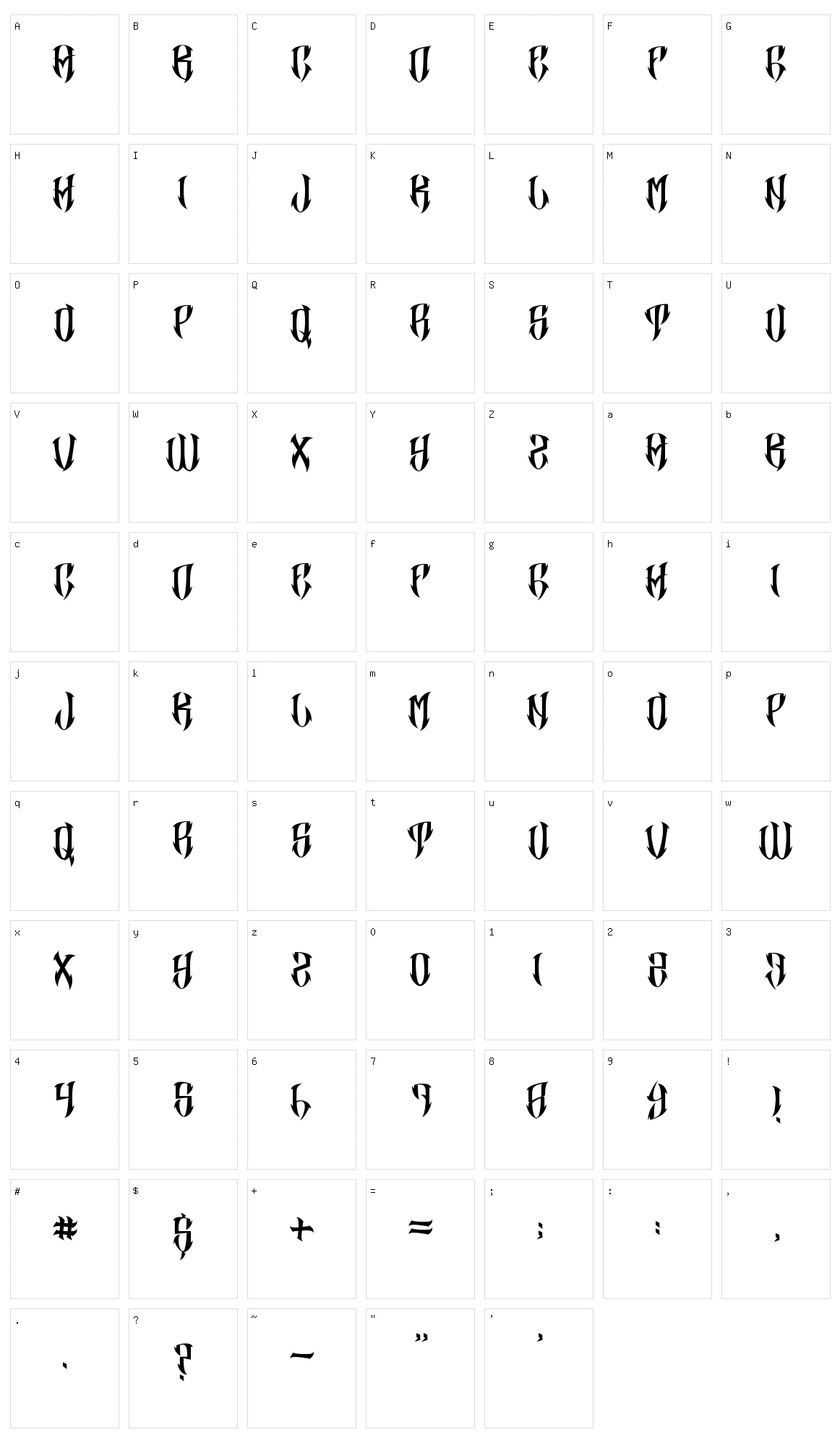 Masexa Character Set