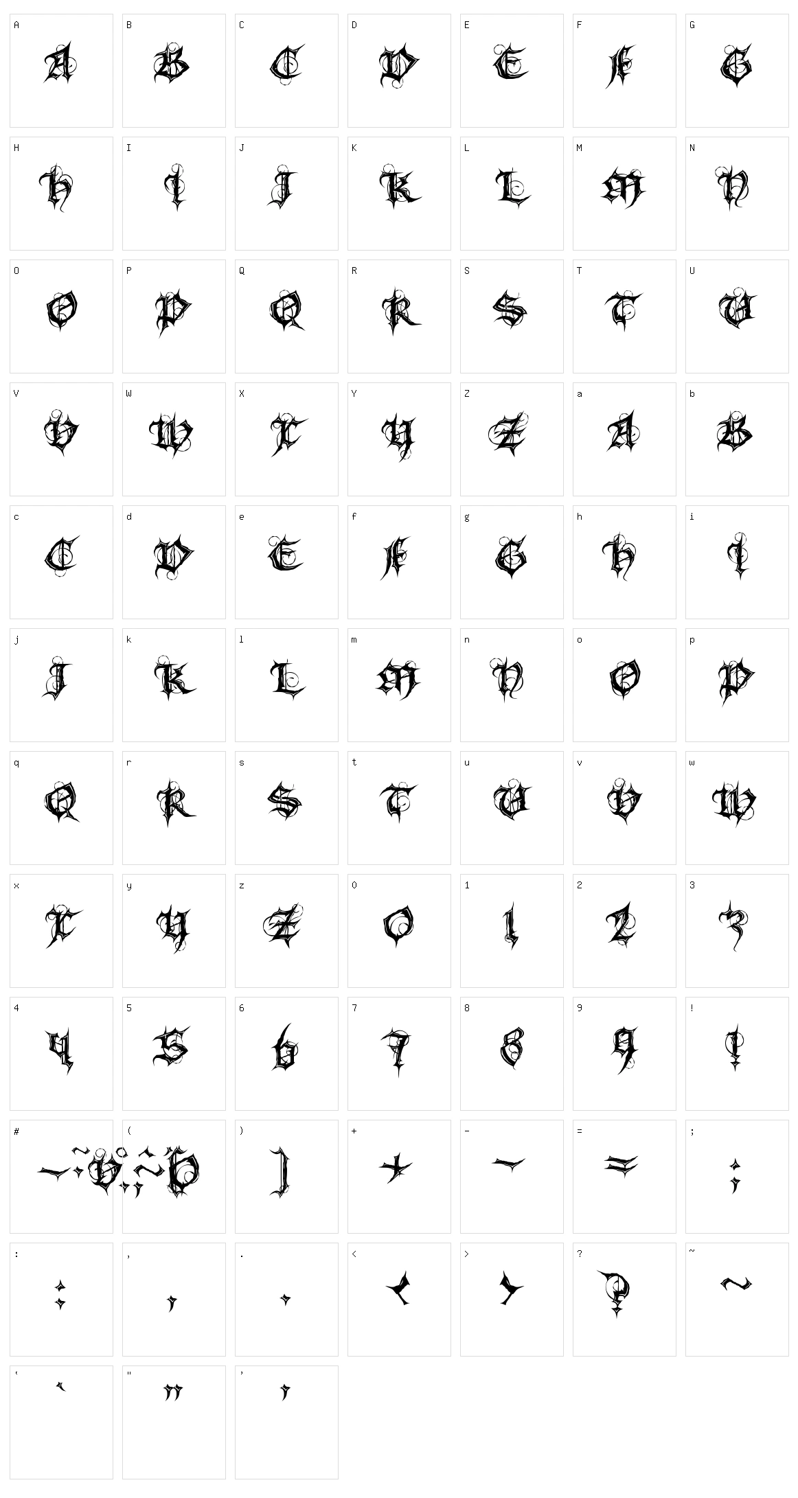 MB Gothic Spell Character Set