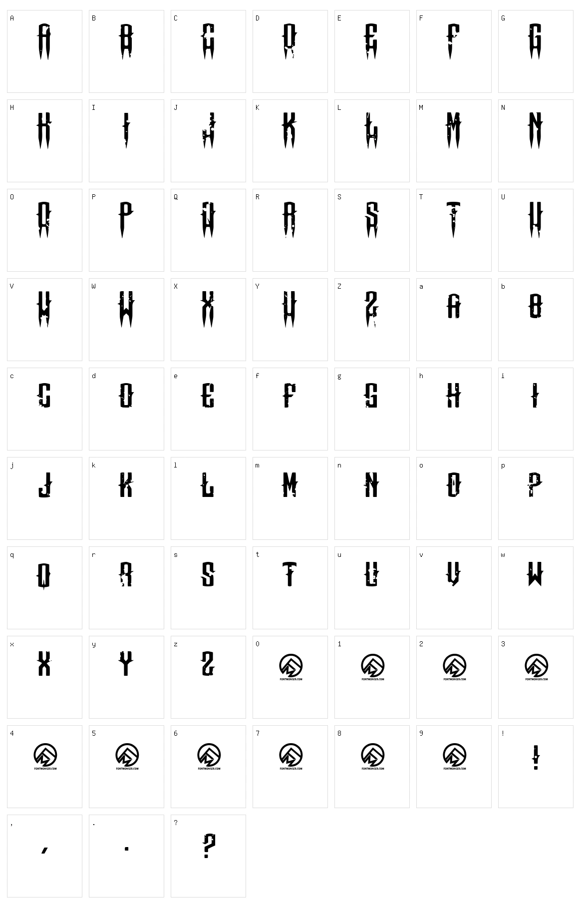 Means of malice Character Set