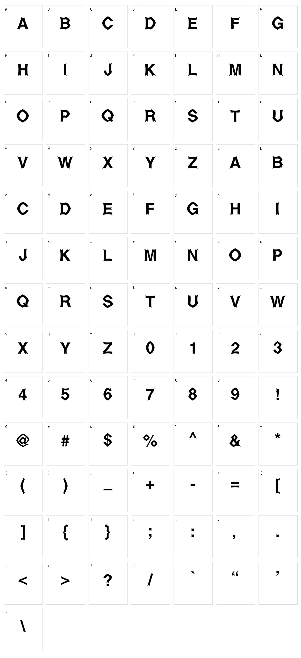 Metal Up Your Ear Character Set