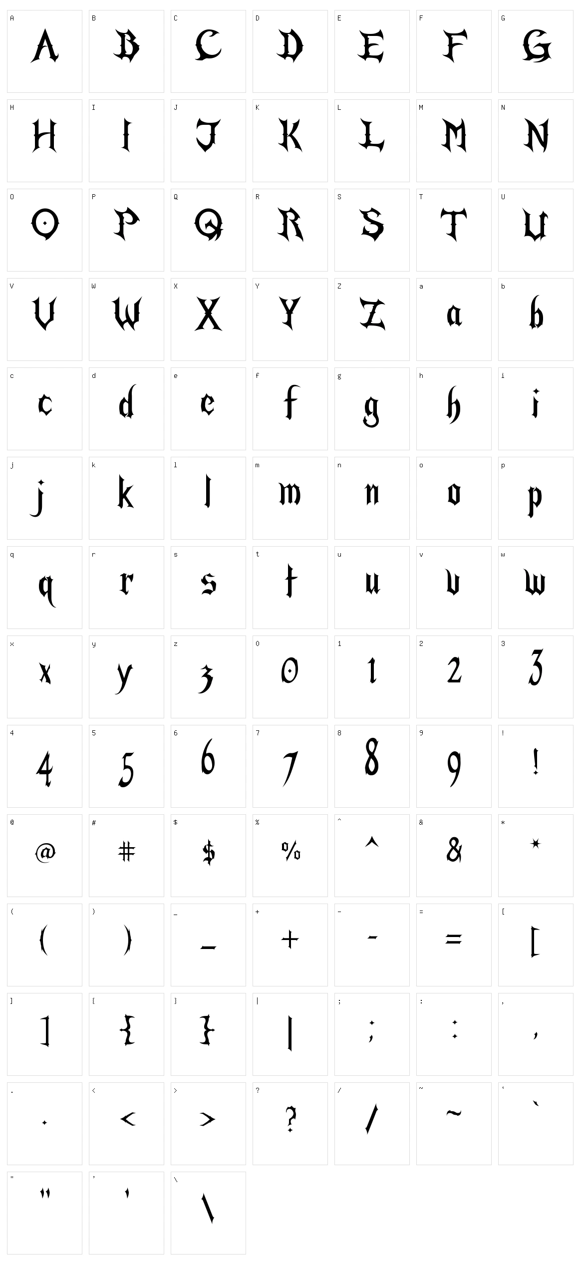 Mirage Gothic Character Set