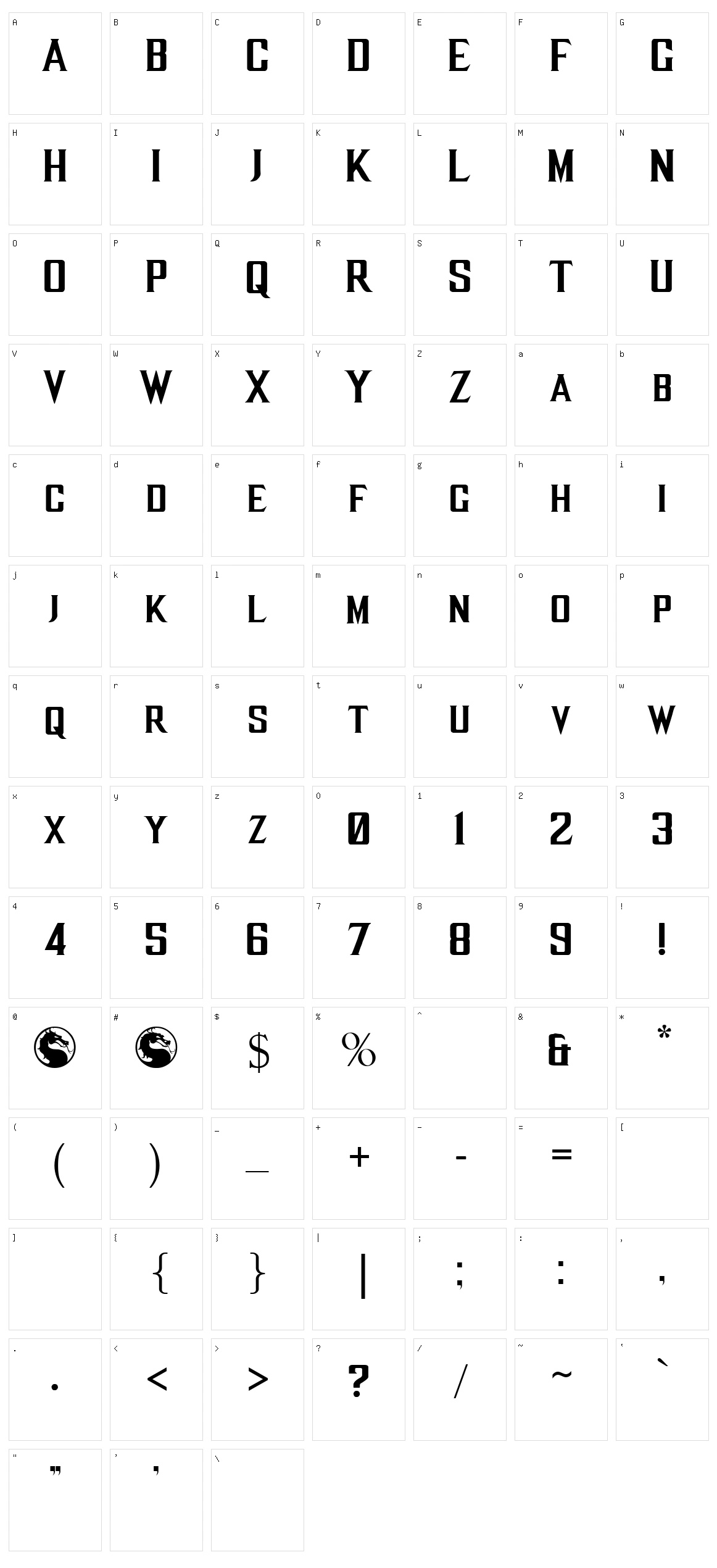 MKX Title Character Set