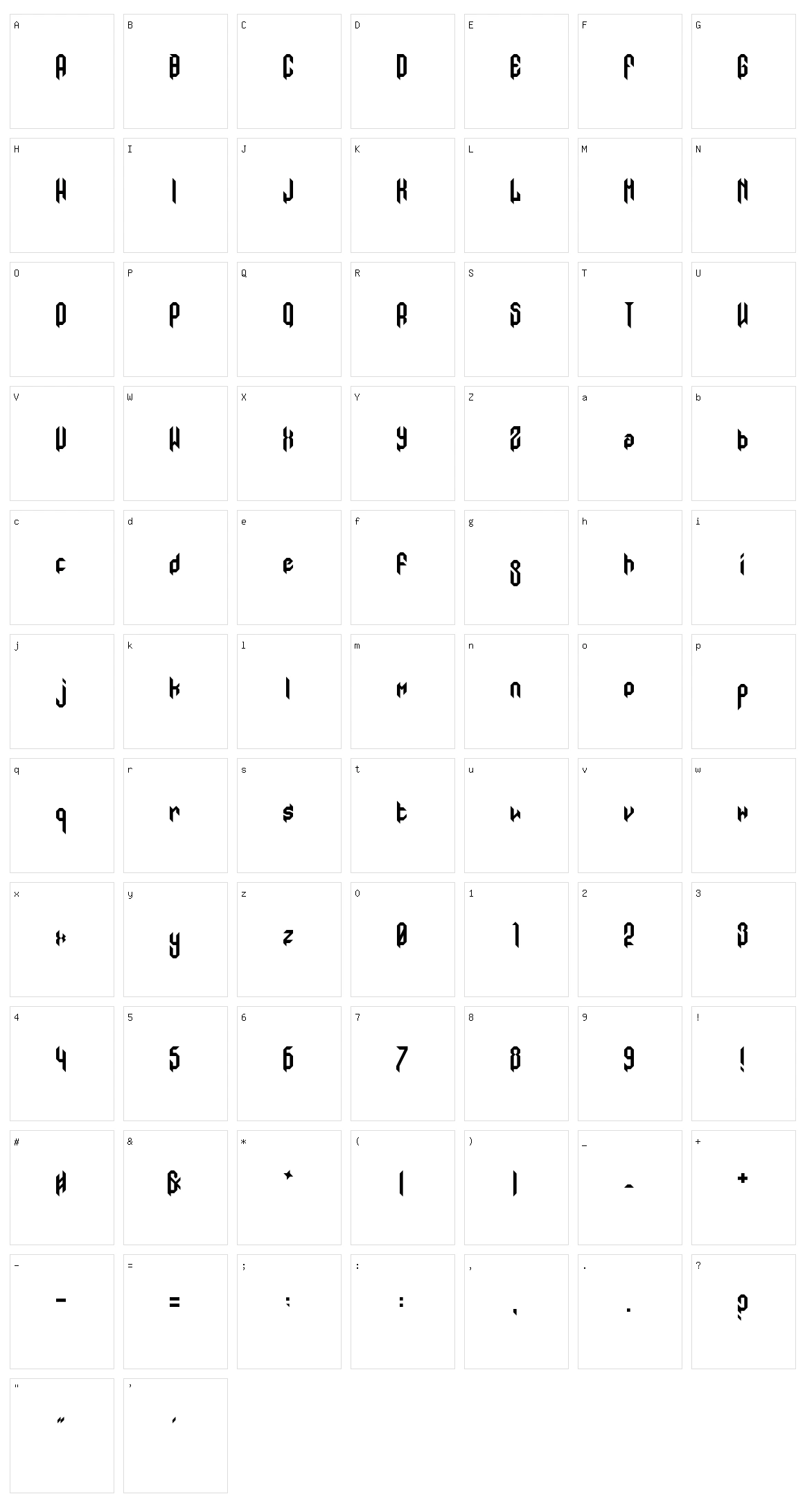 Mod Gothic Character Set