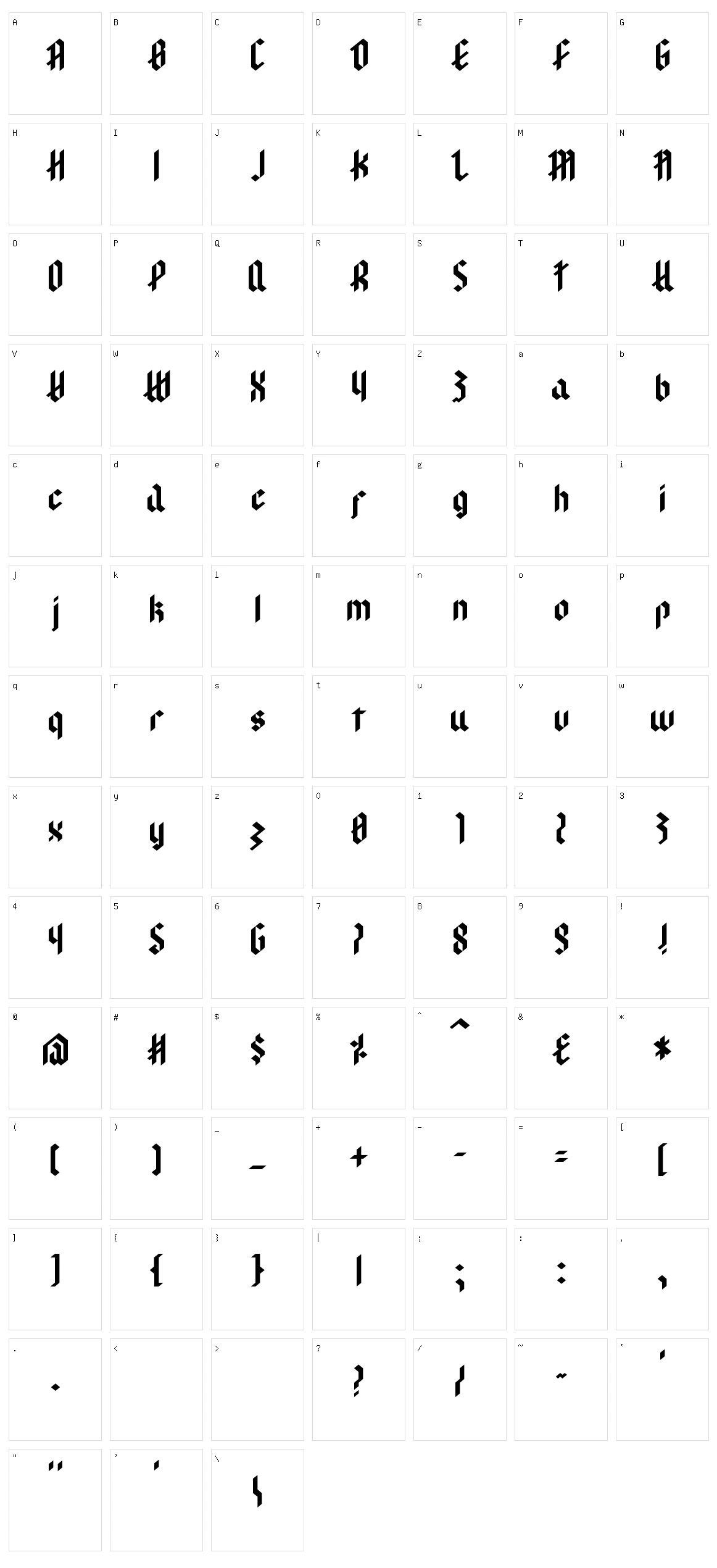 Modern Goth Character Set