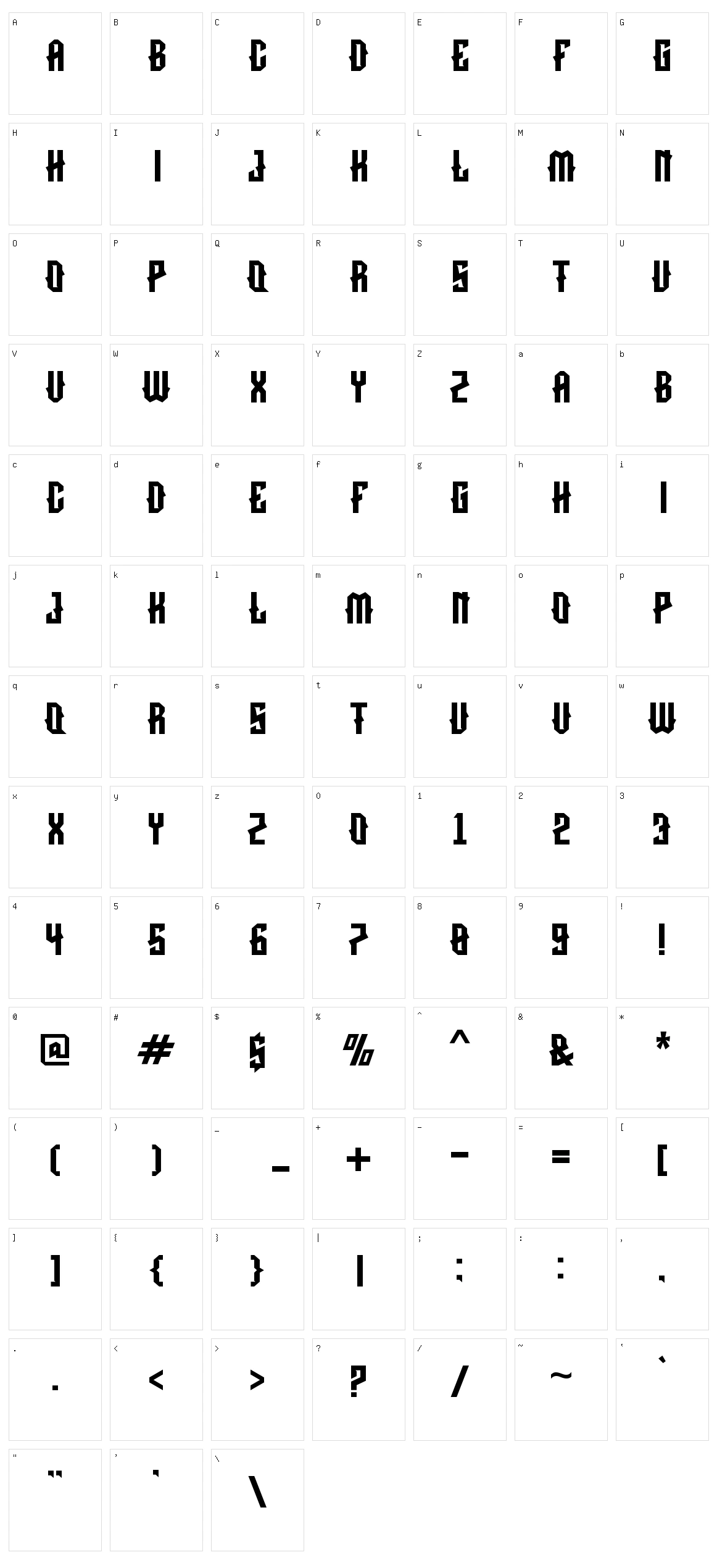 Monshter Character Set