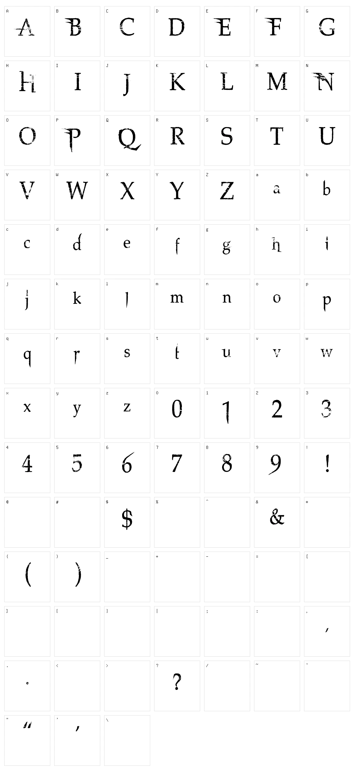 Northwood High Character Set