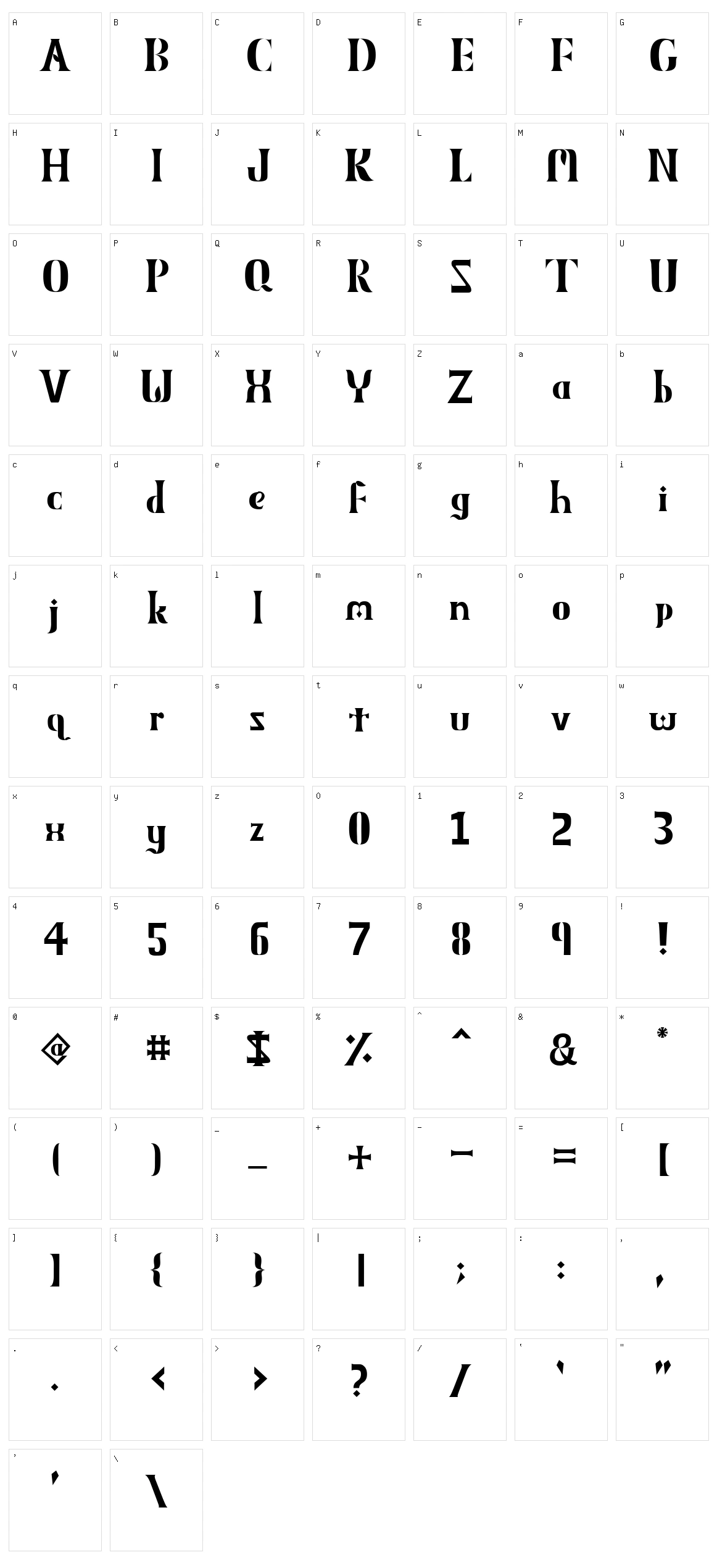 Obelisk MXVV Character Set