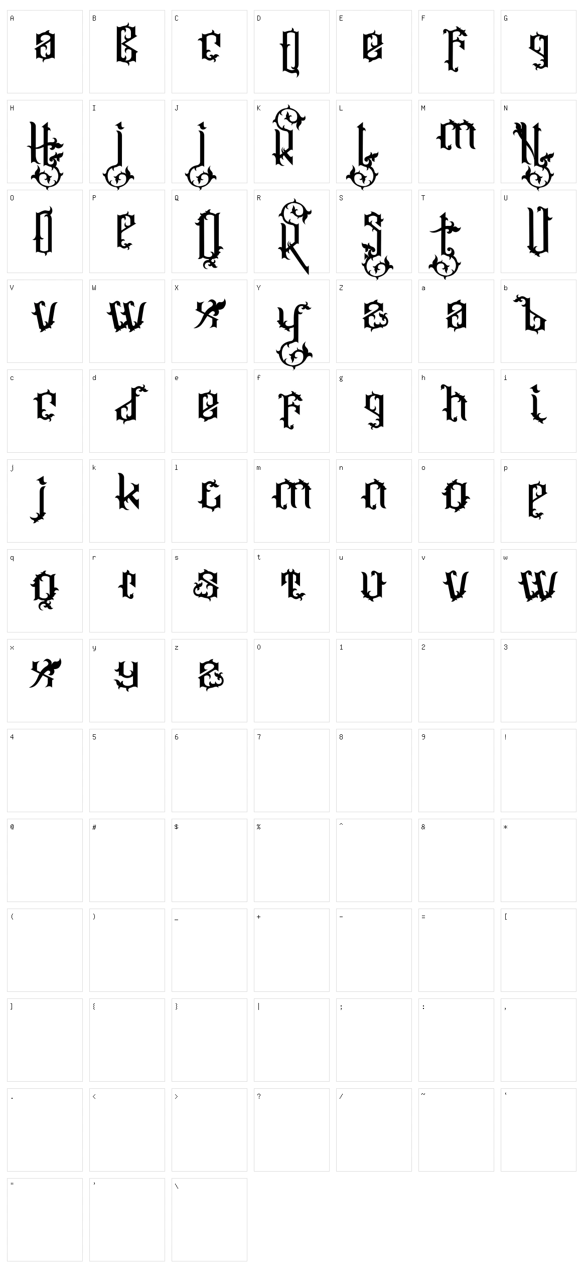 Ornatix Character Set