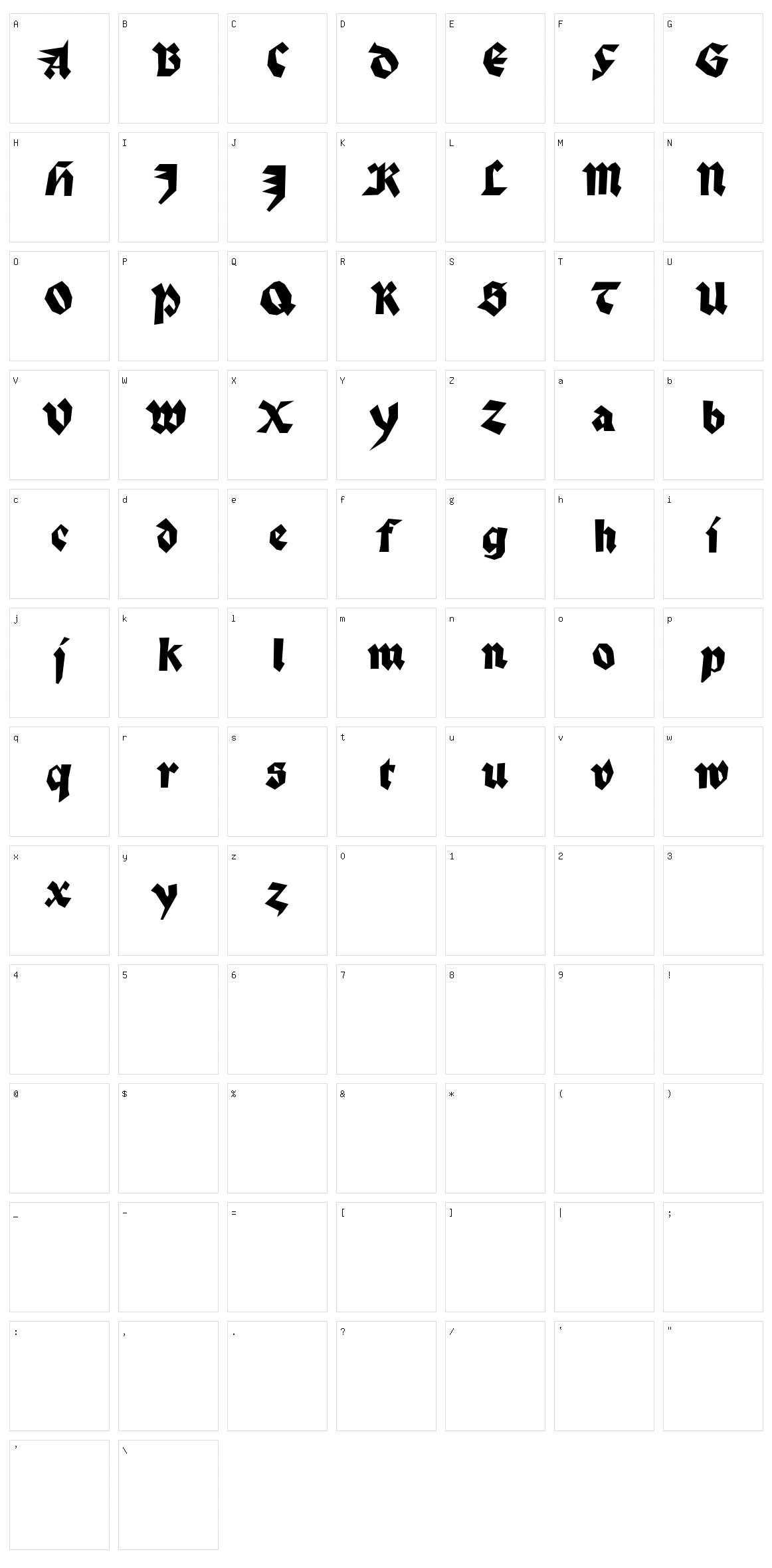 Palmona Character Set