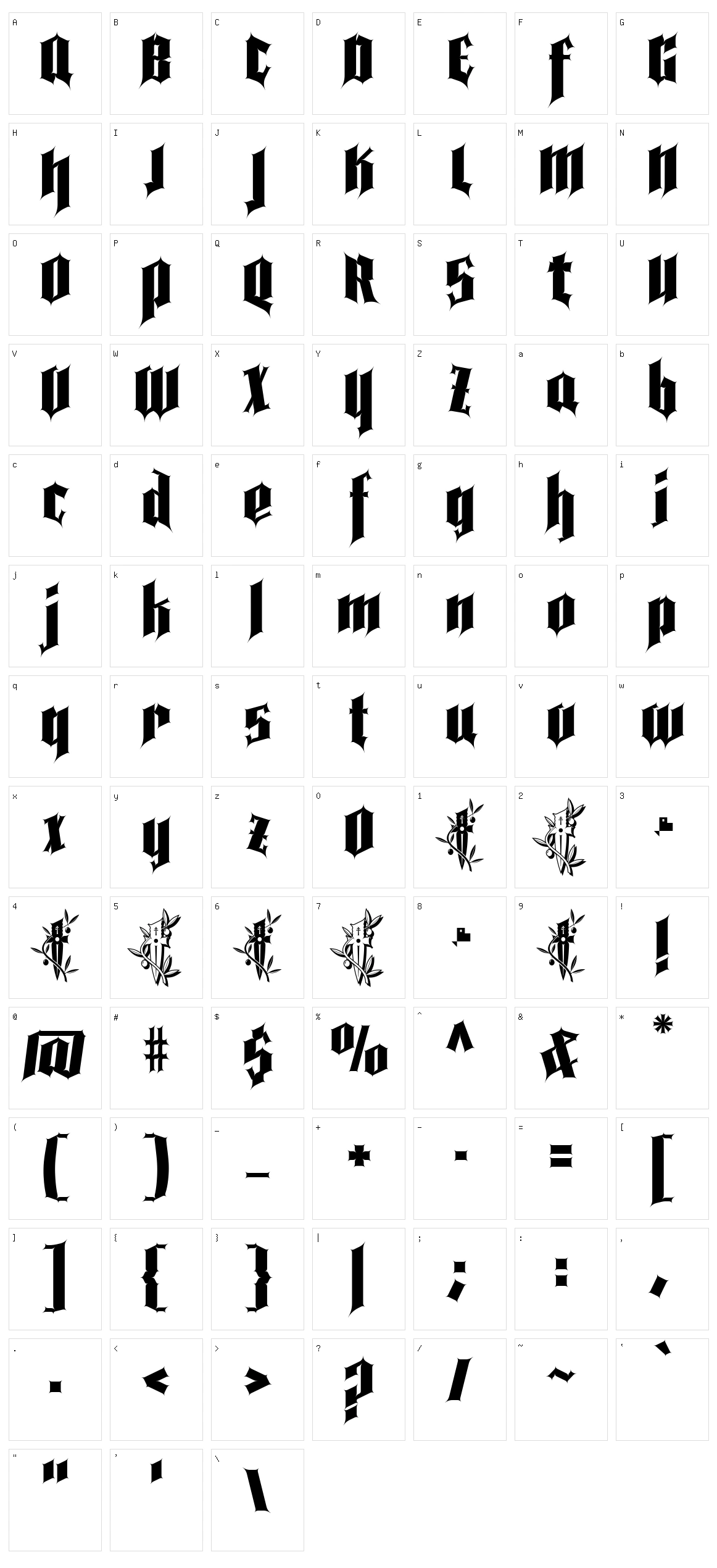 Pena Caldaria Character Set