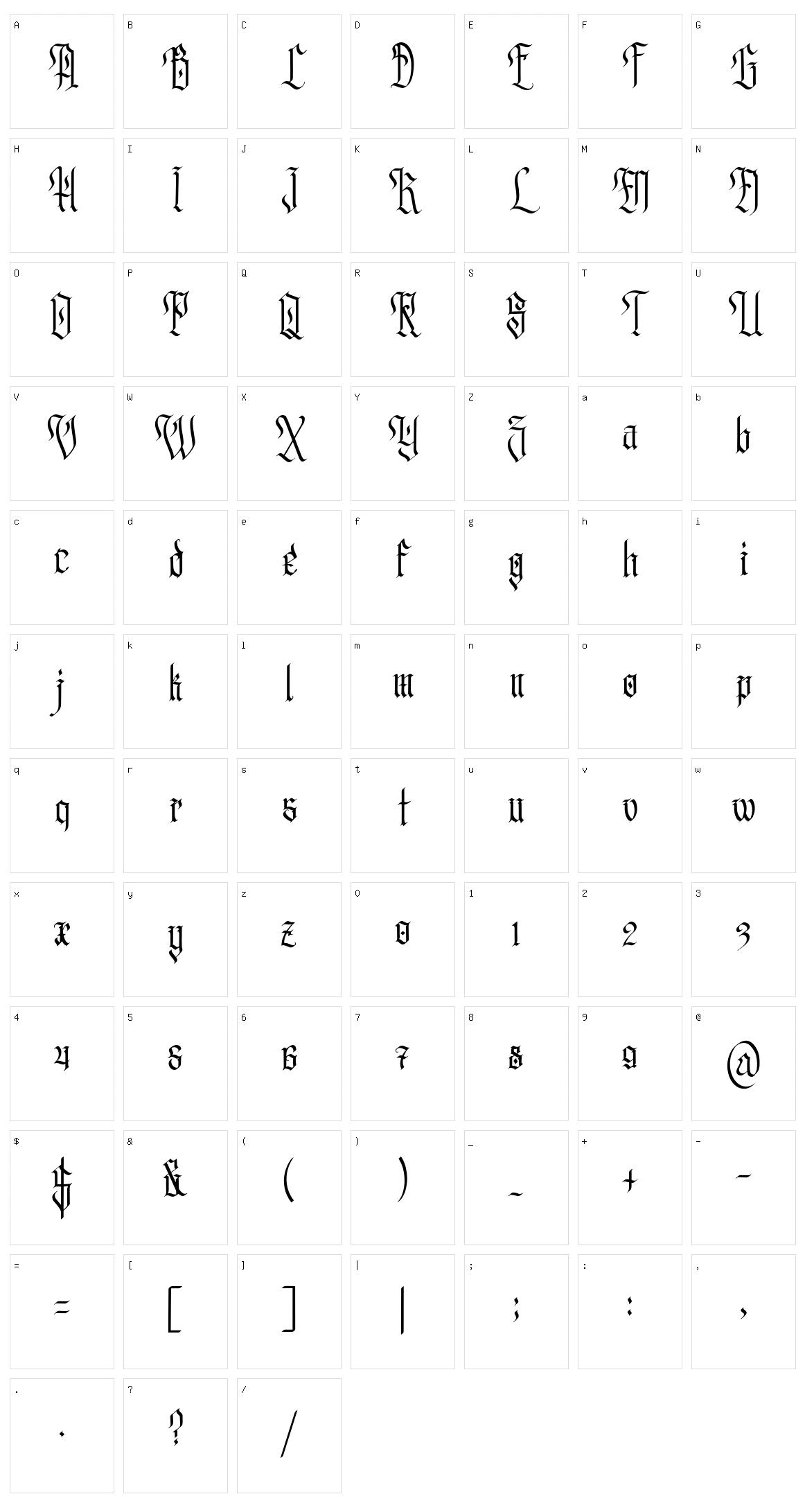 Posyden Character Set