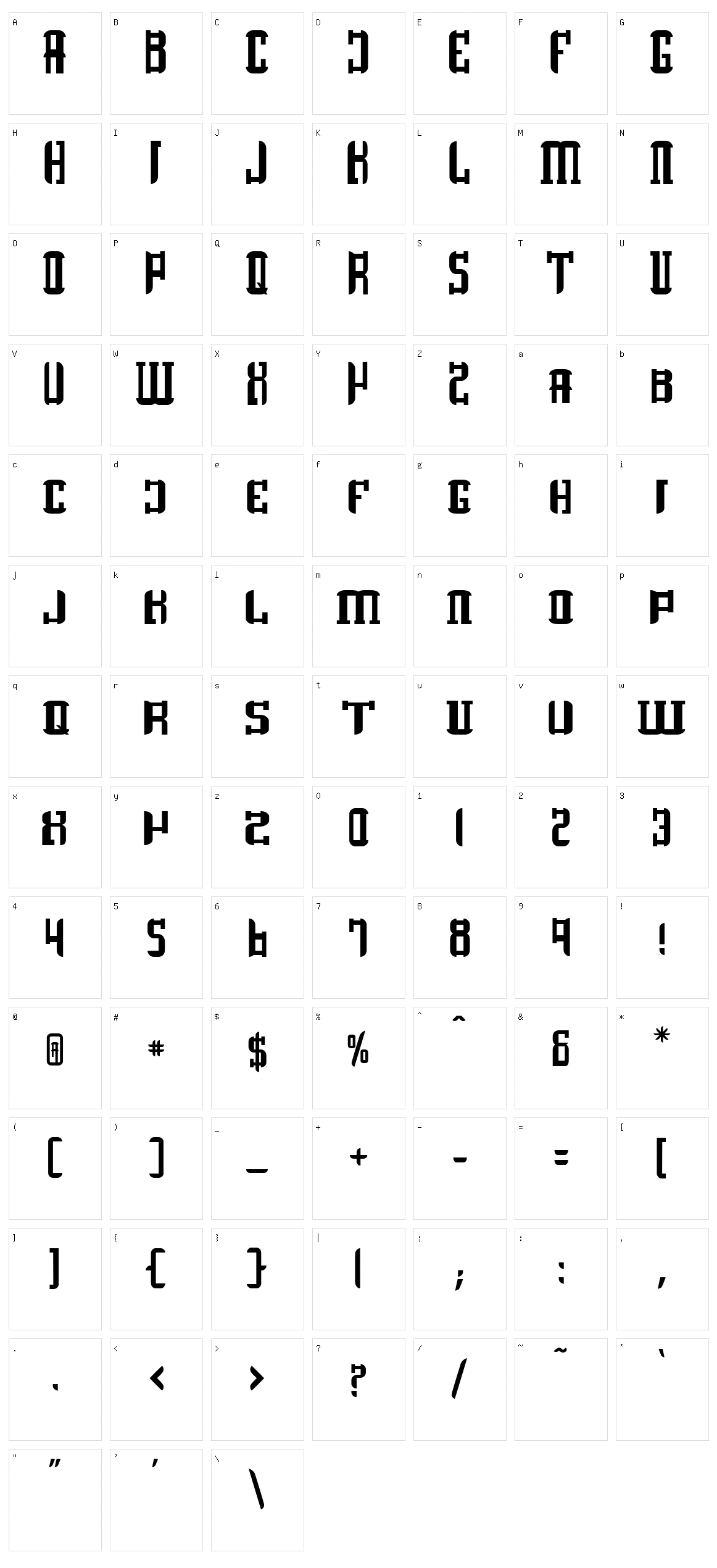 Quadrangulus Character Set