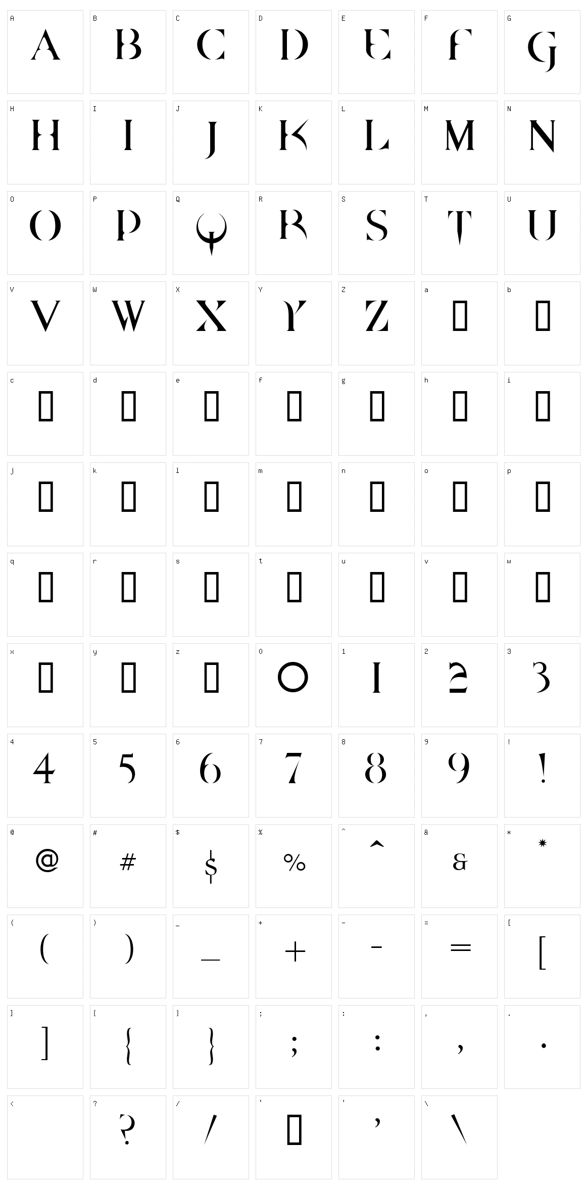 Quake + DpQuake Character Set