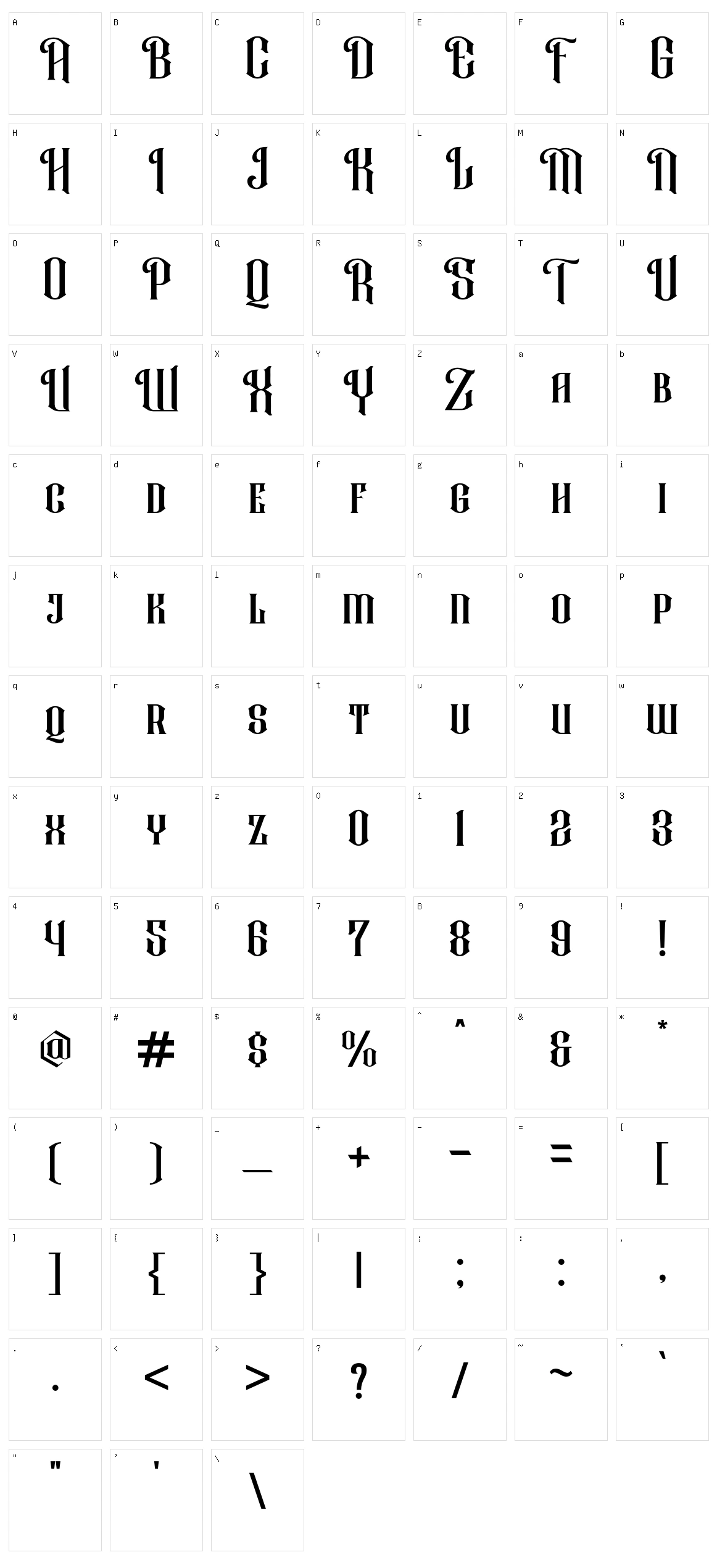 Rafiquell Character Set