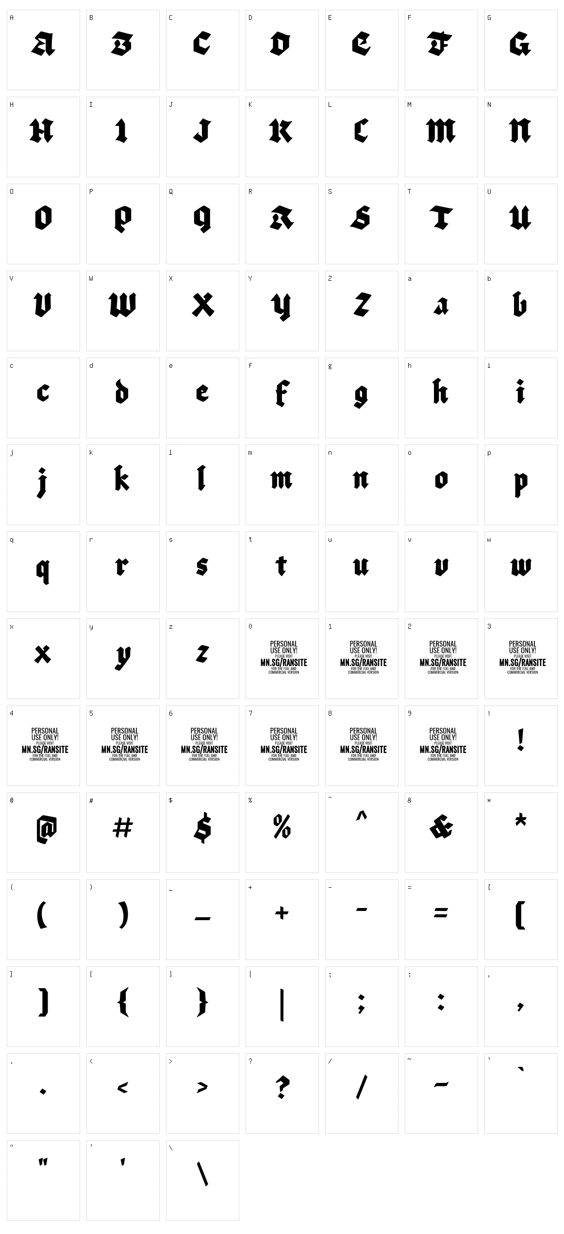 Ransite Medieval Character Set