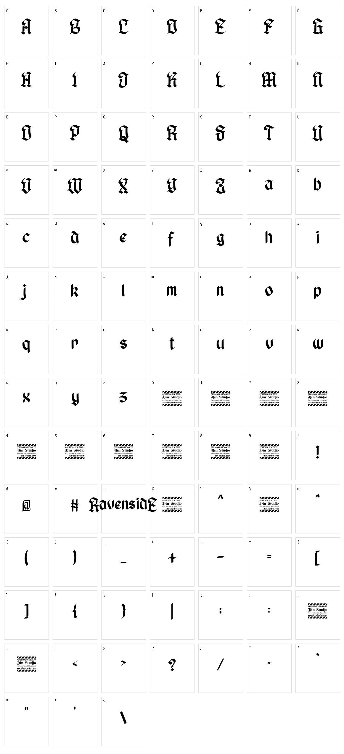 Ravenside Character Set