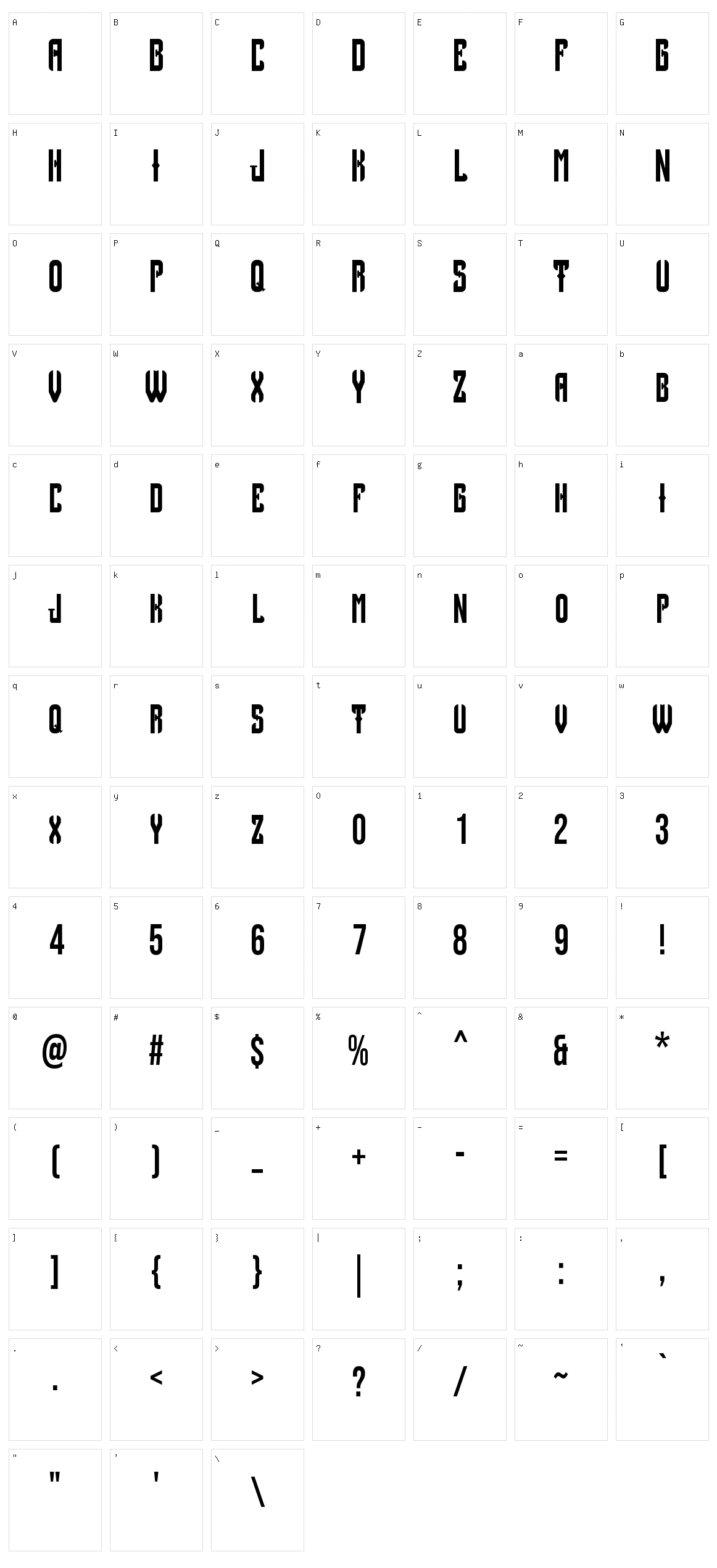 Retrospect Character Set