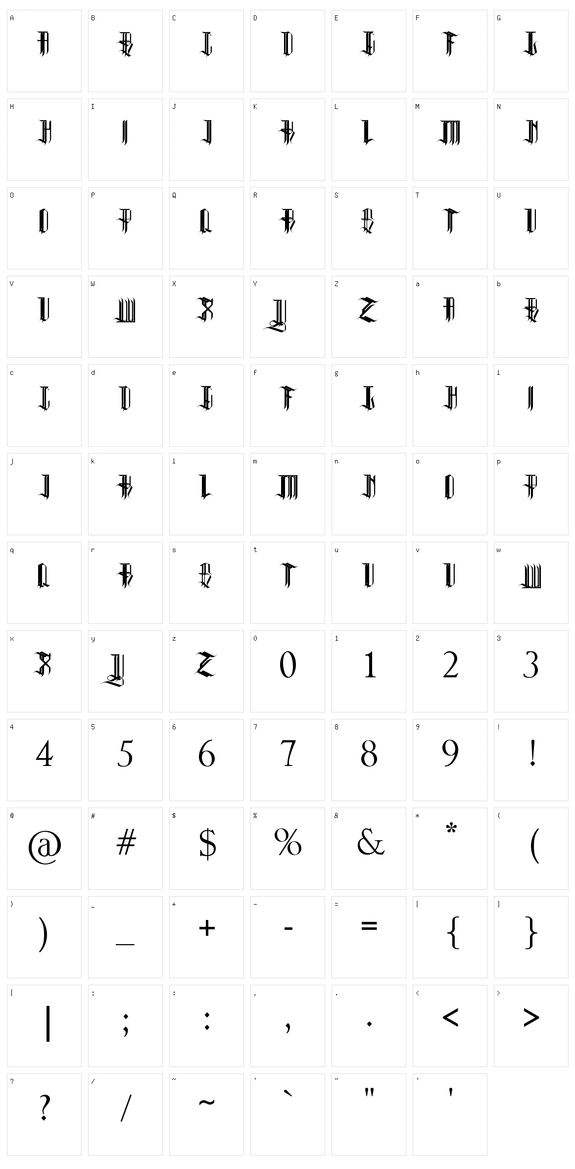 Reverent Character Set