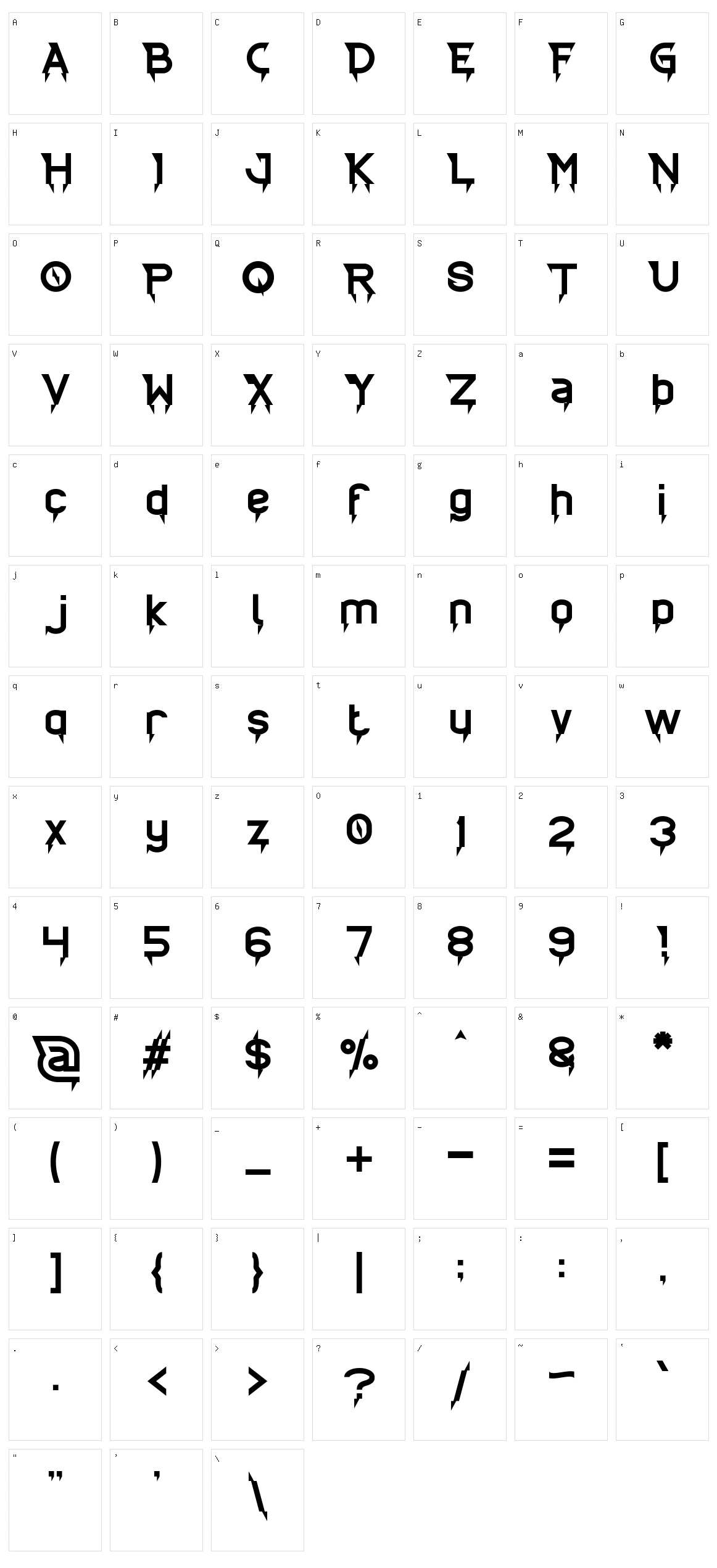 Ride the Lightning Character Set