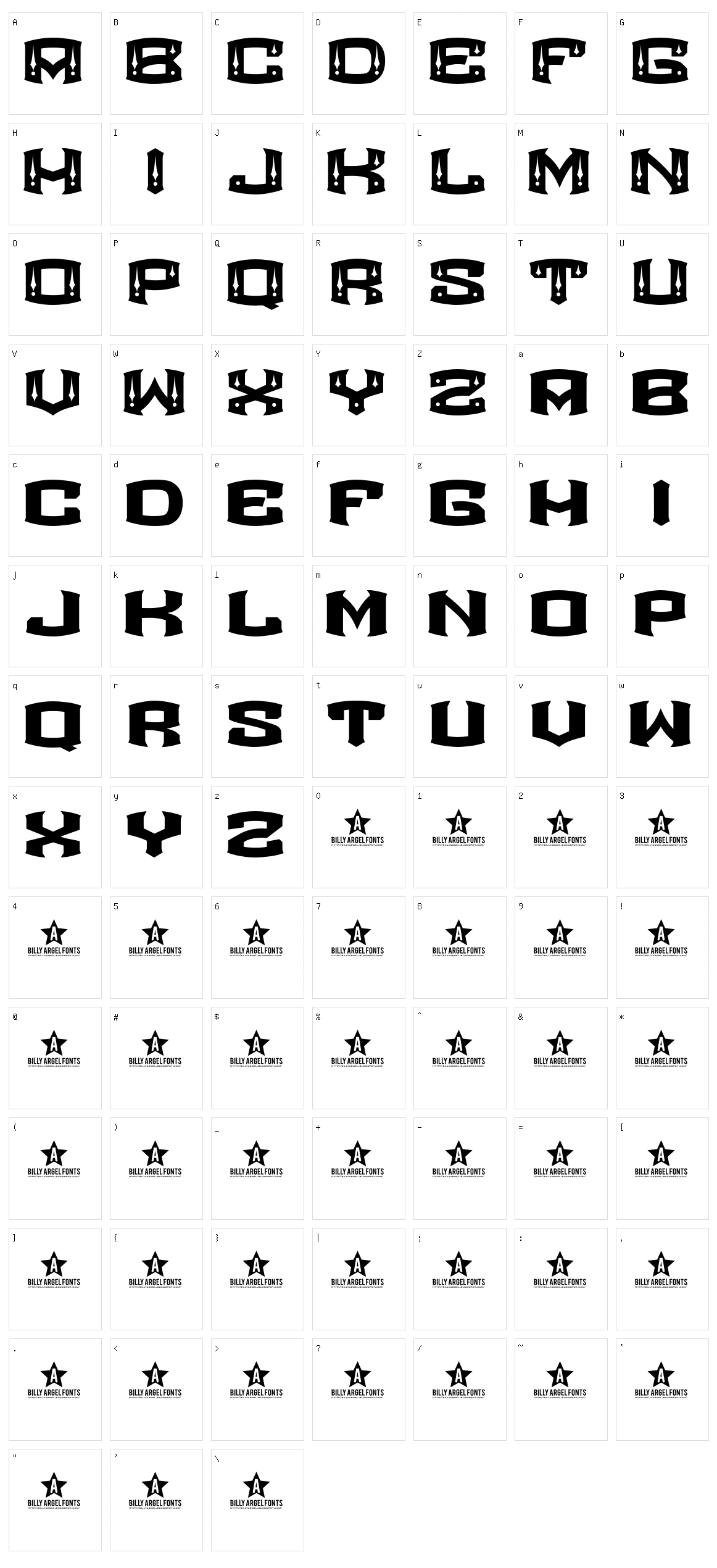 Rocketair Character Set