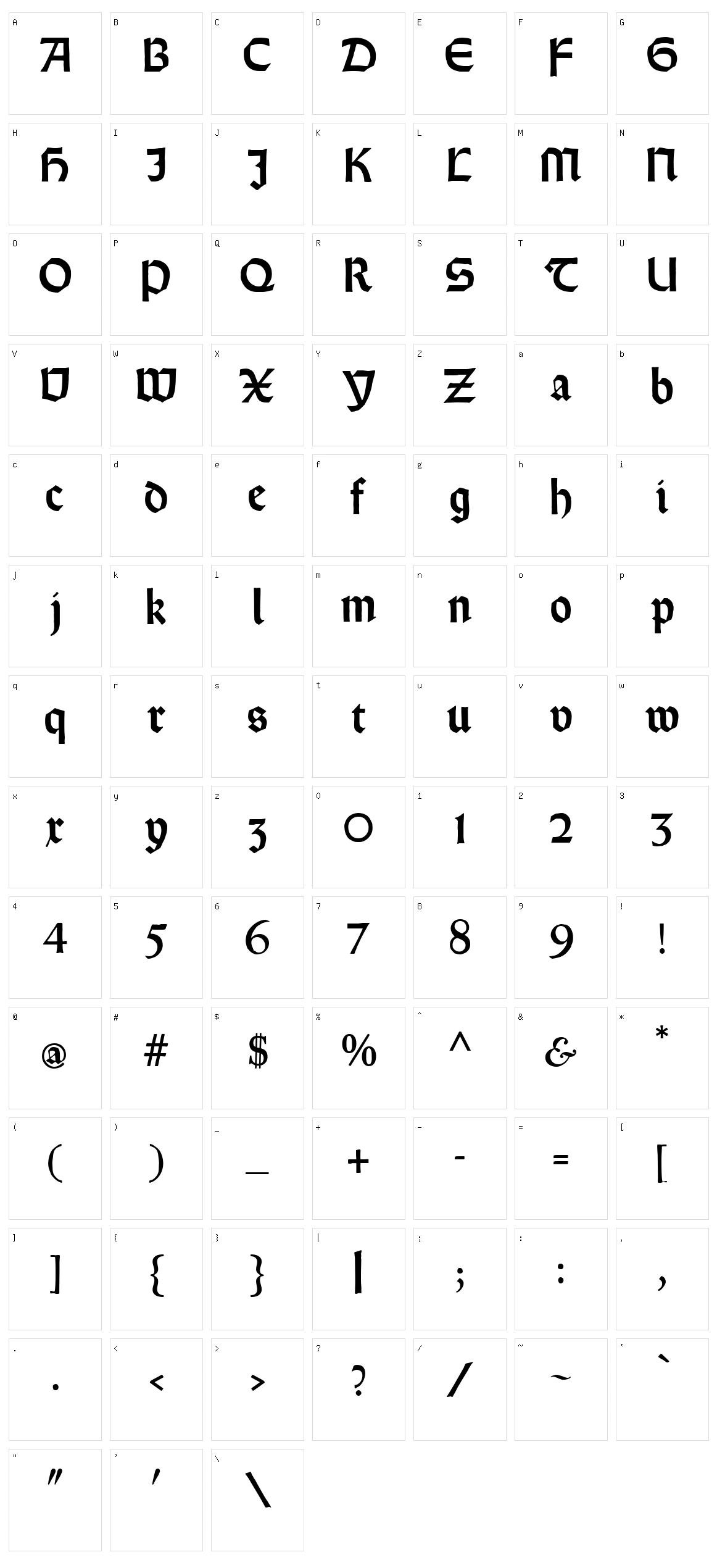 Rundgotisch Rauh Character Set