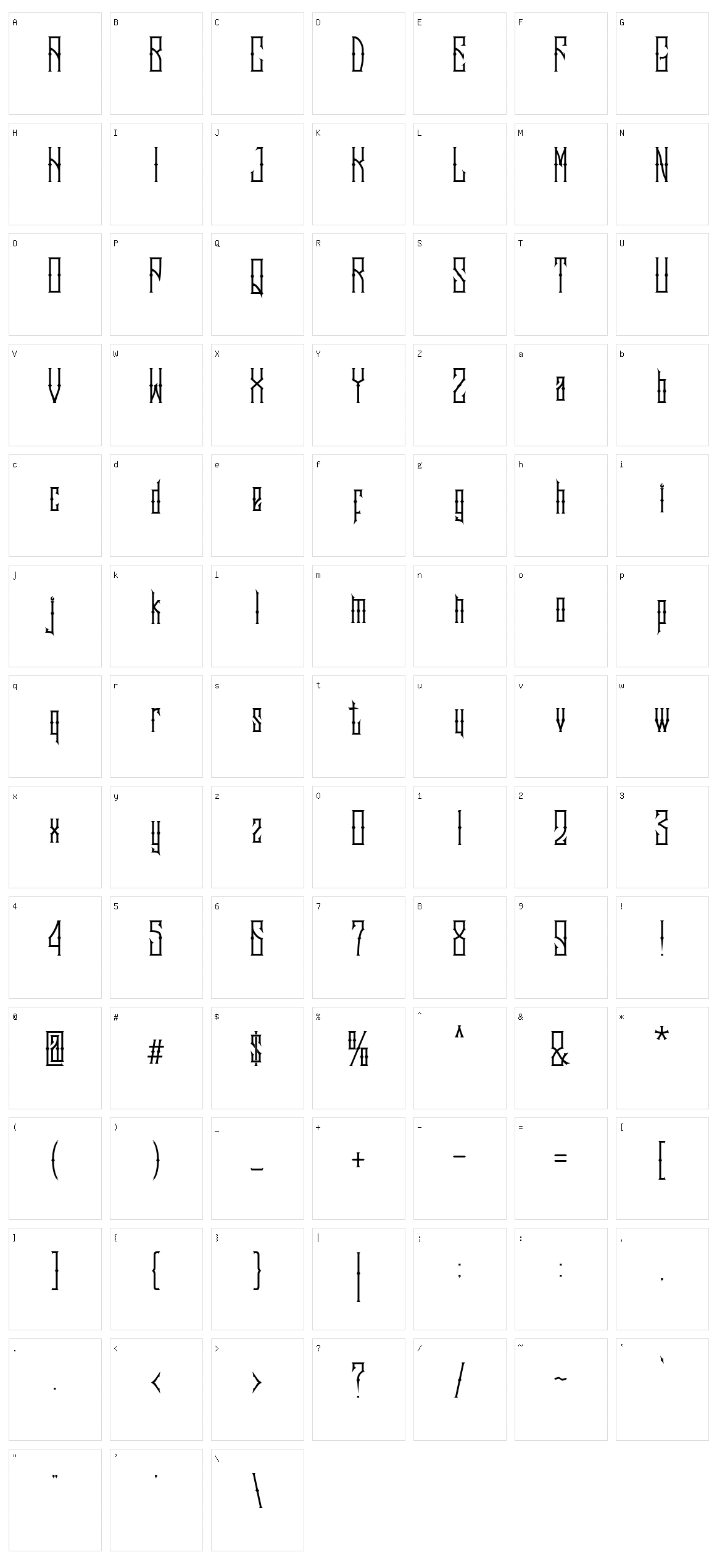 Sadis Character Set