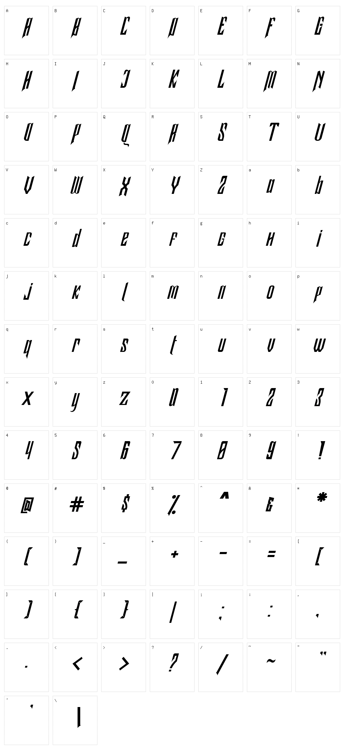Samhock Character Set