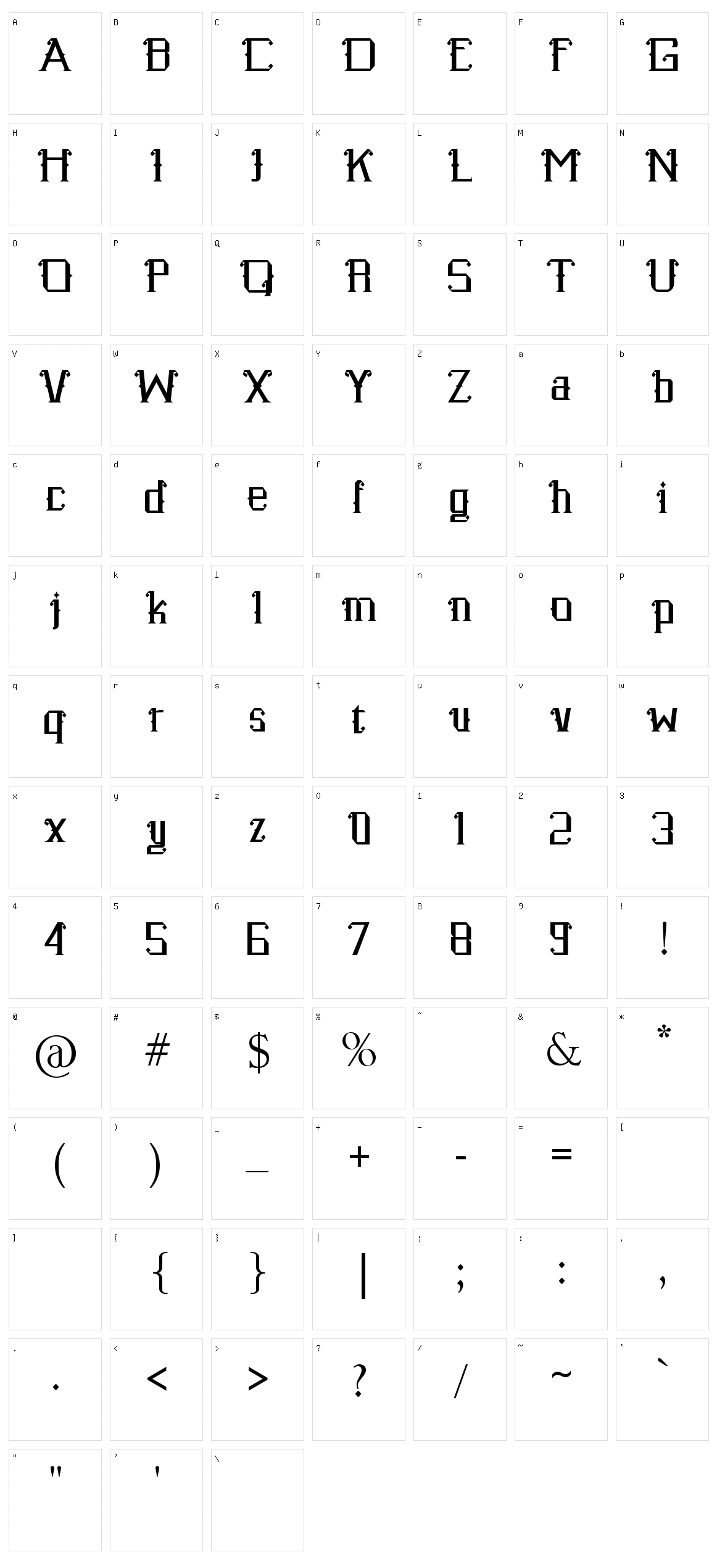 Senzana Character Set