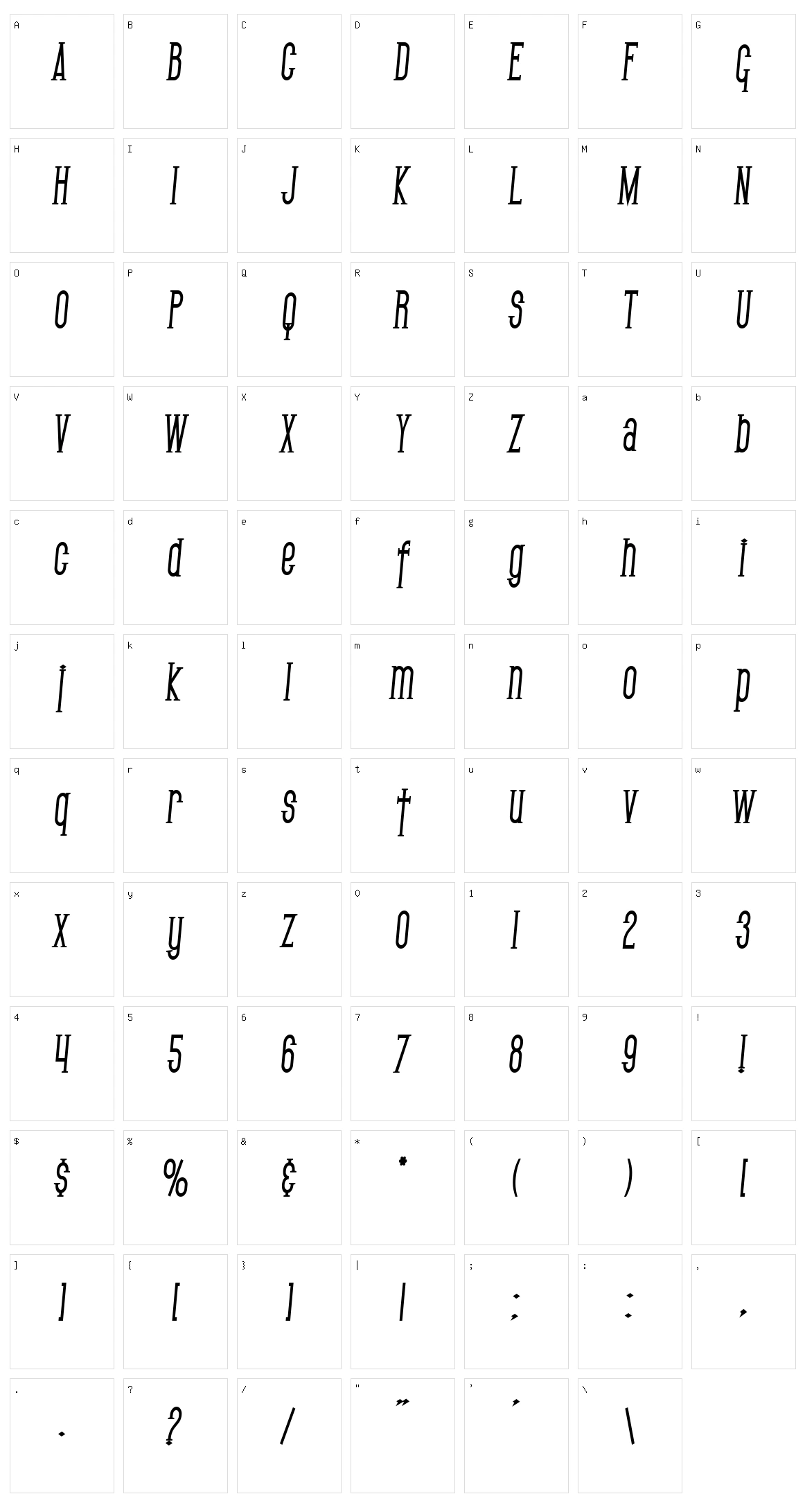 SF Gothican Character Set