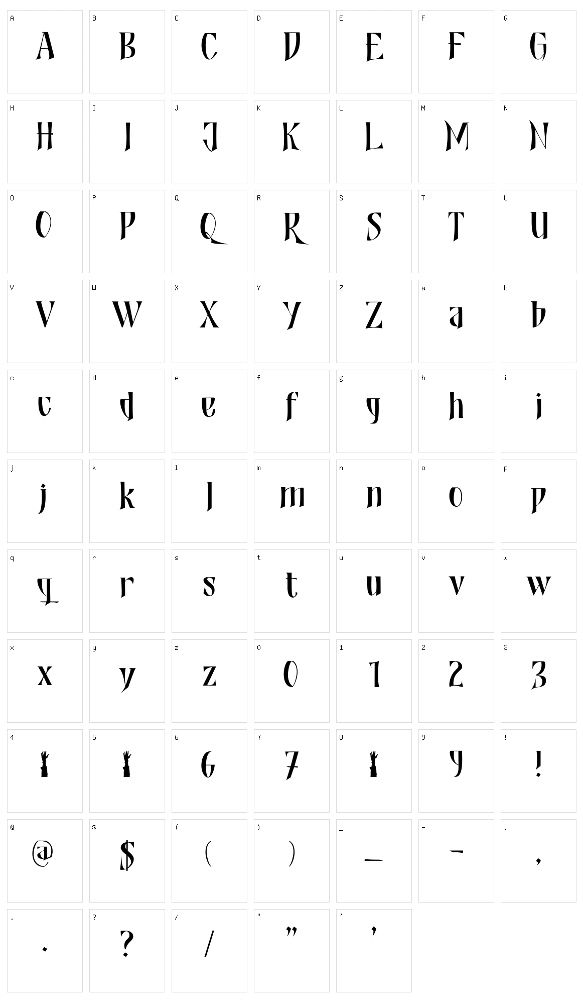 Shadowfield Character Set