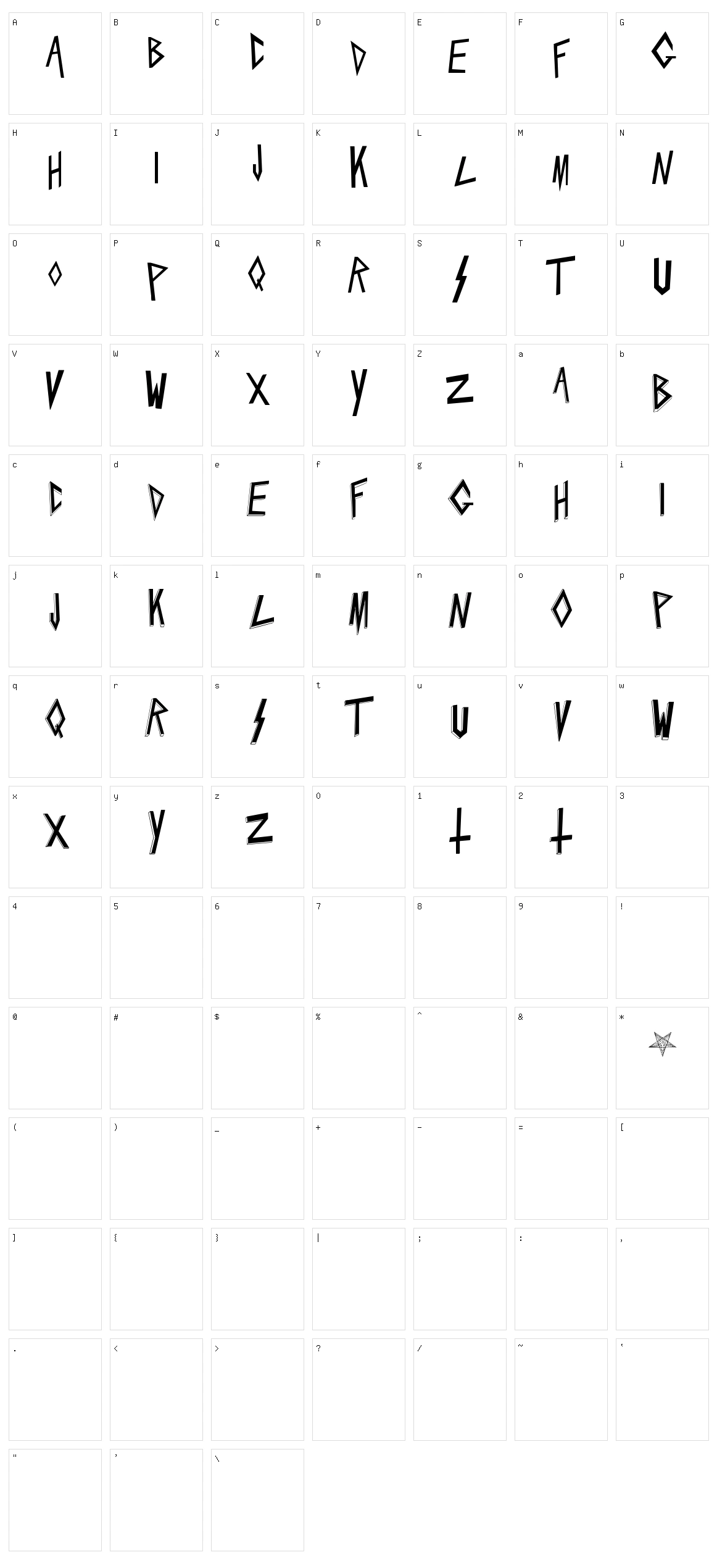 Slaytanic Character Set