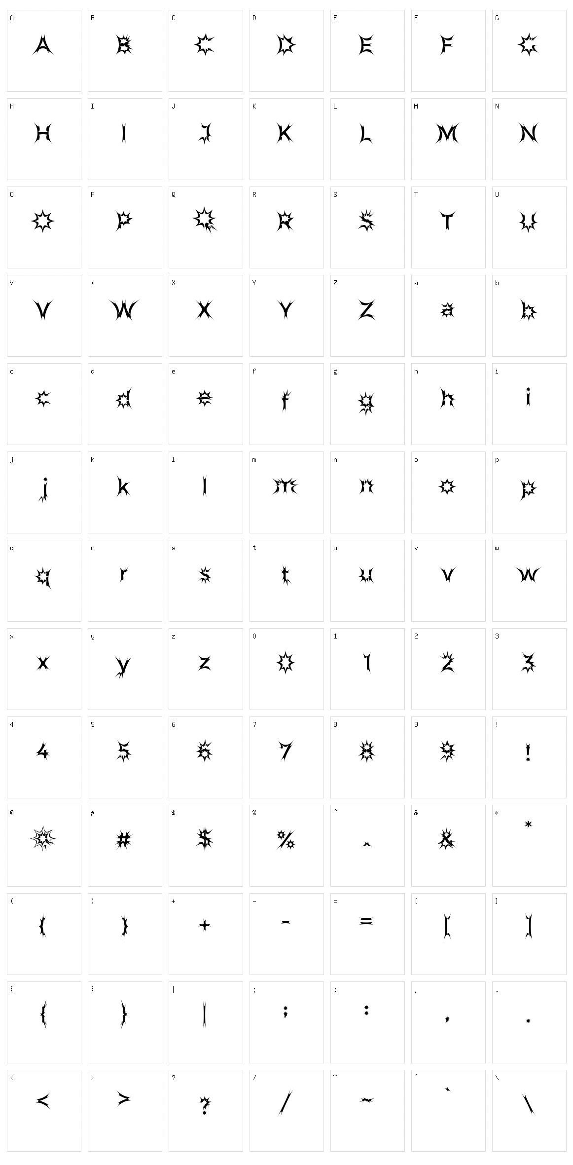 Spider Panic Character Set