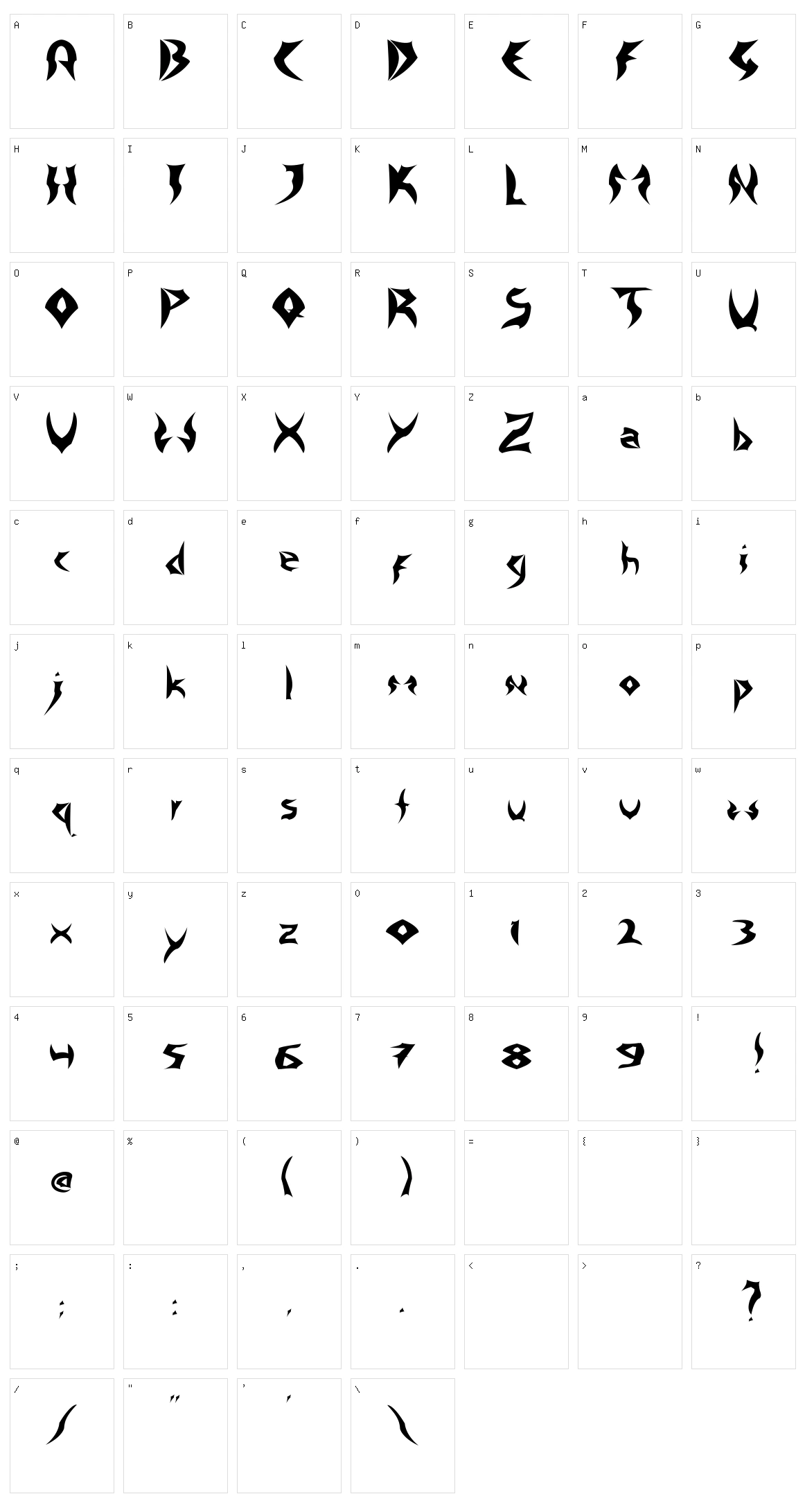 Tattoo Heavy Character Set