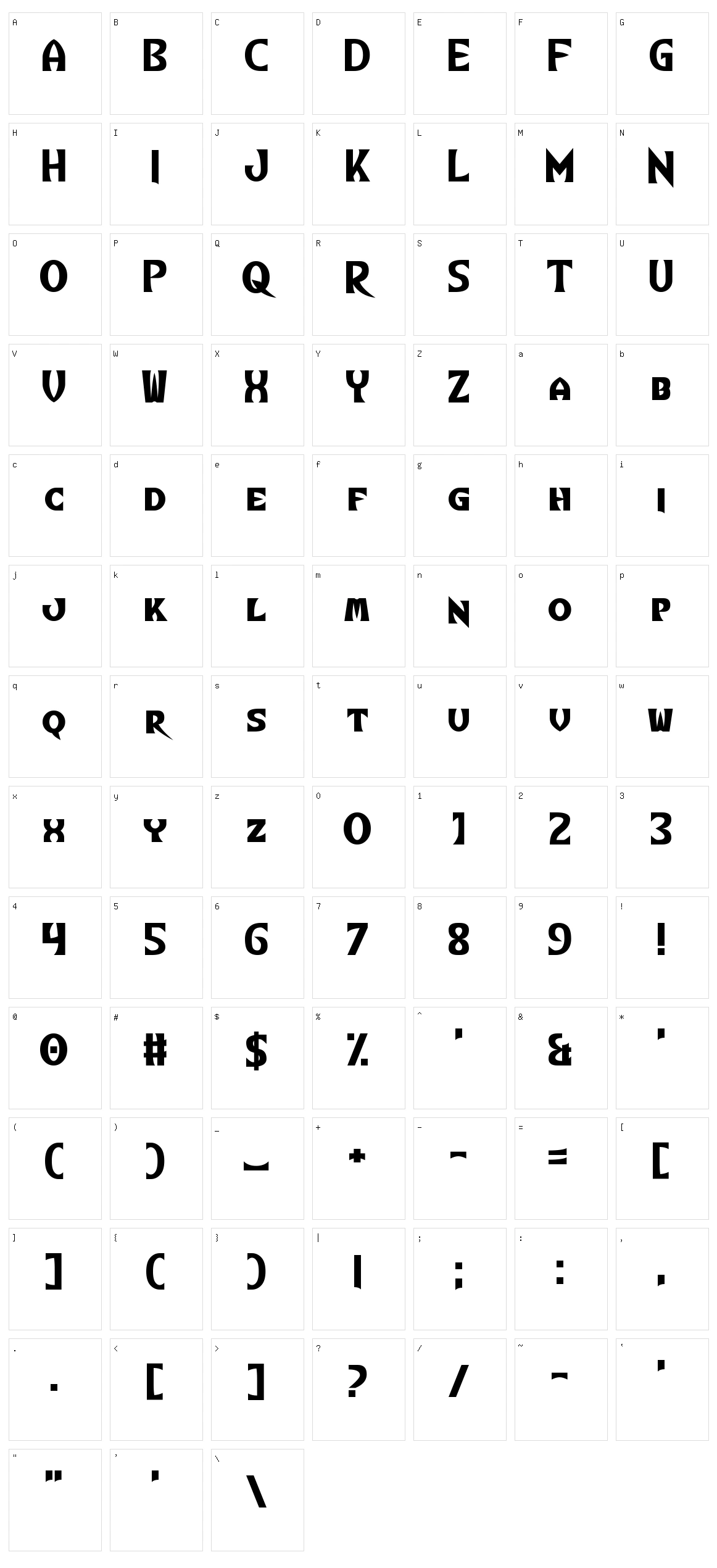 Ten Pin Character Set