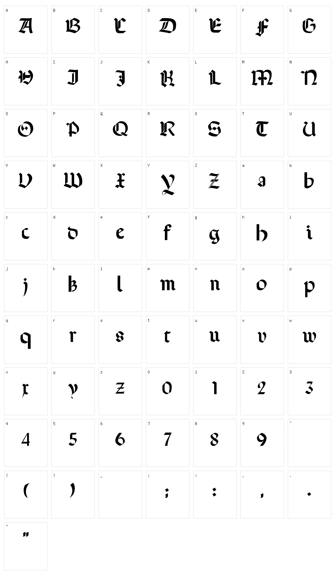 Terrotunda Character Set