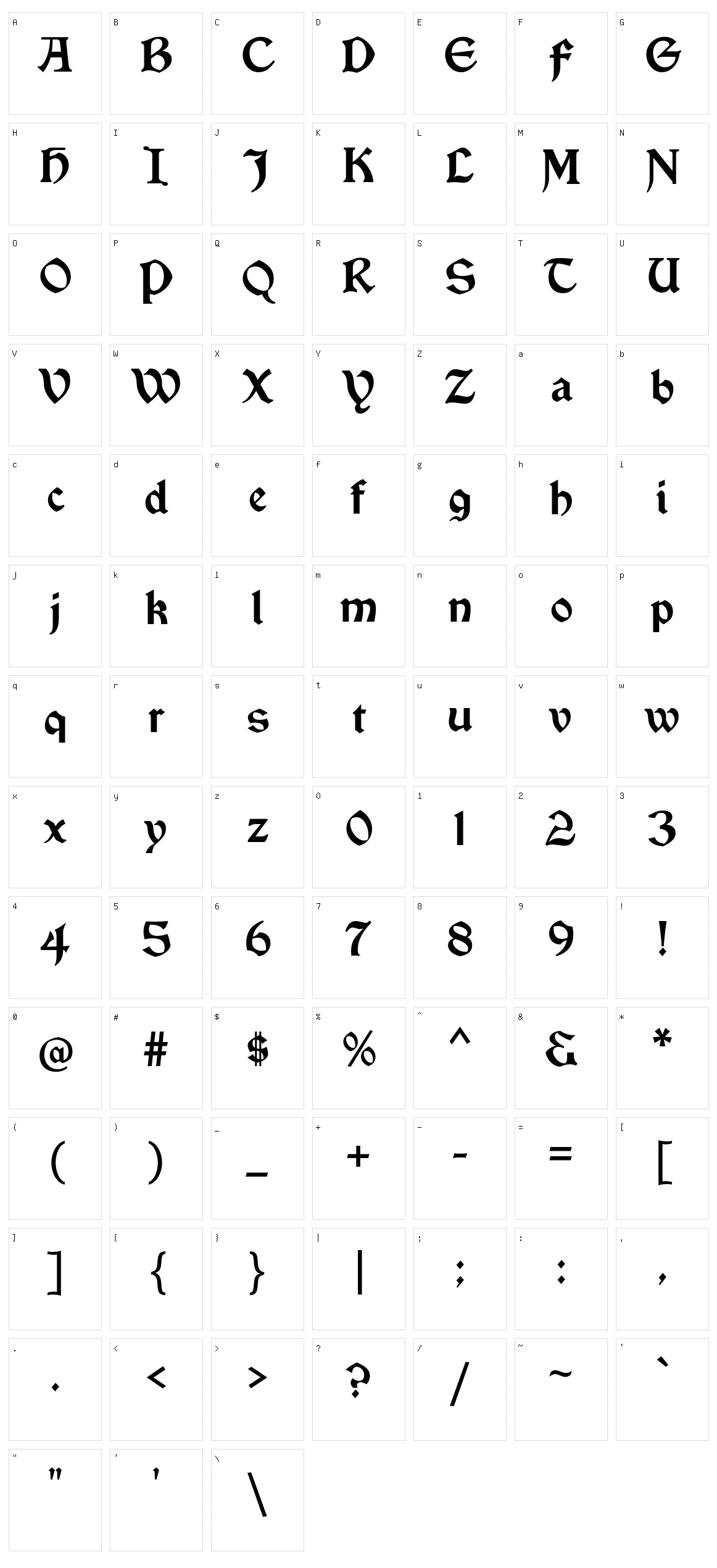 Vinque Character Set