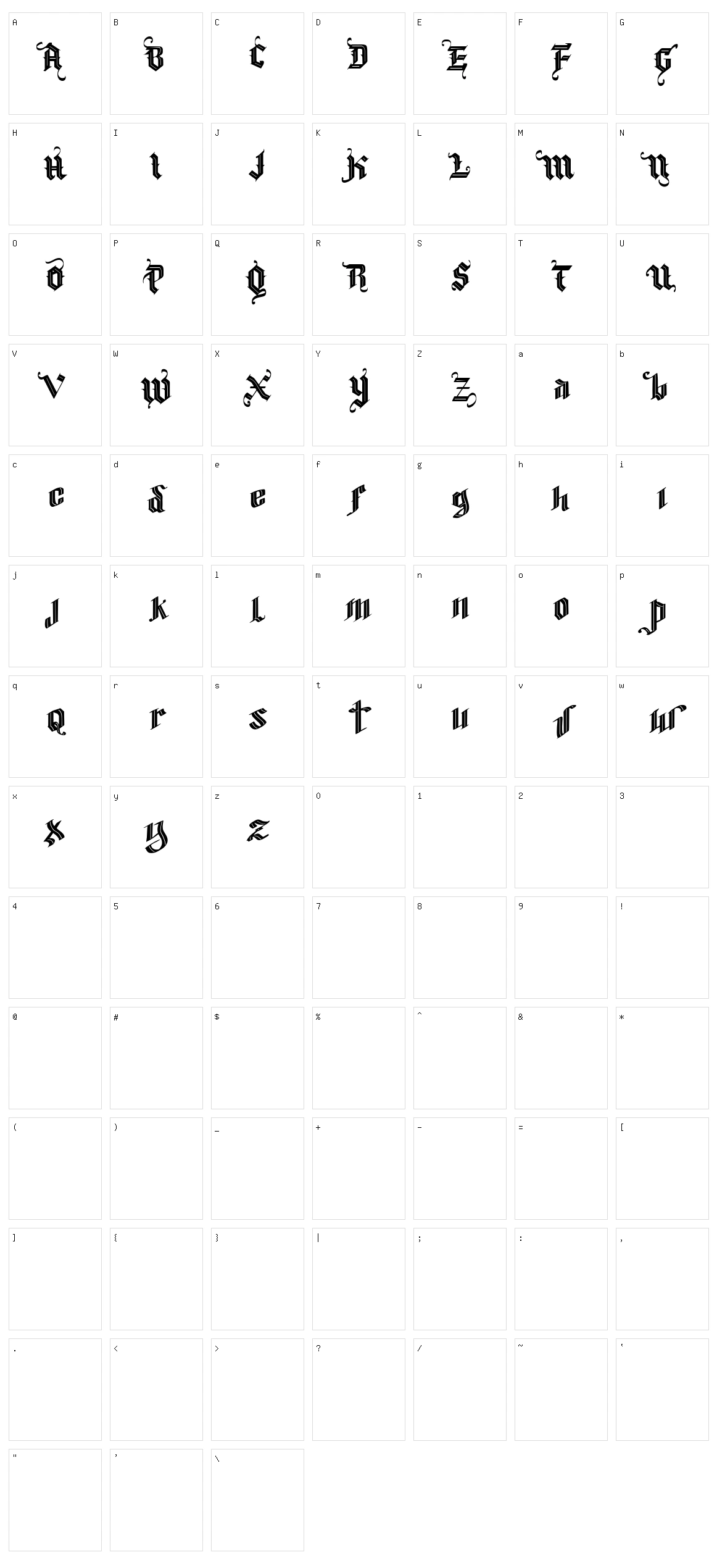 Vtks Blacqui Latter Character Set
