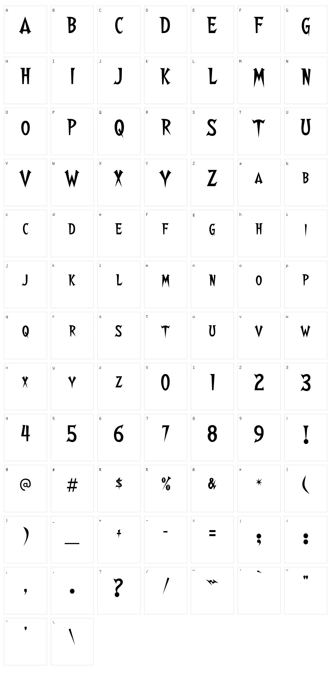 Walshes Character Set