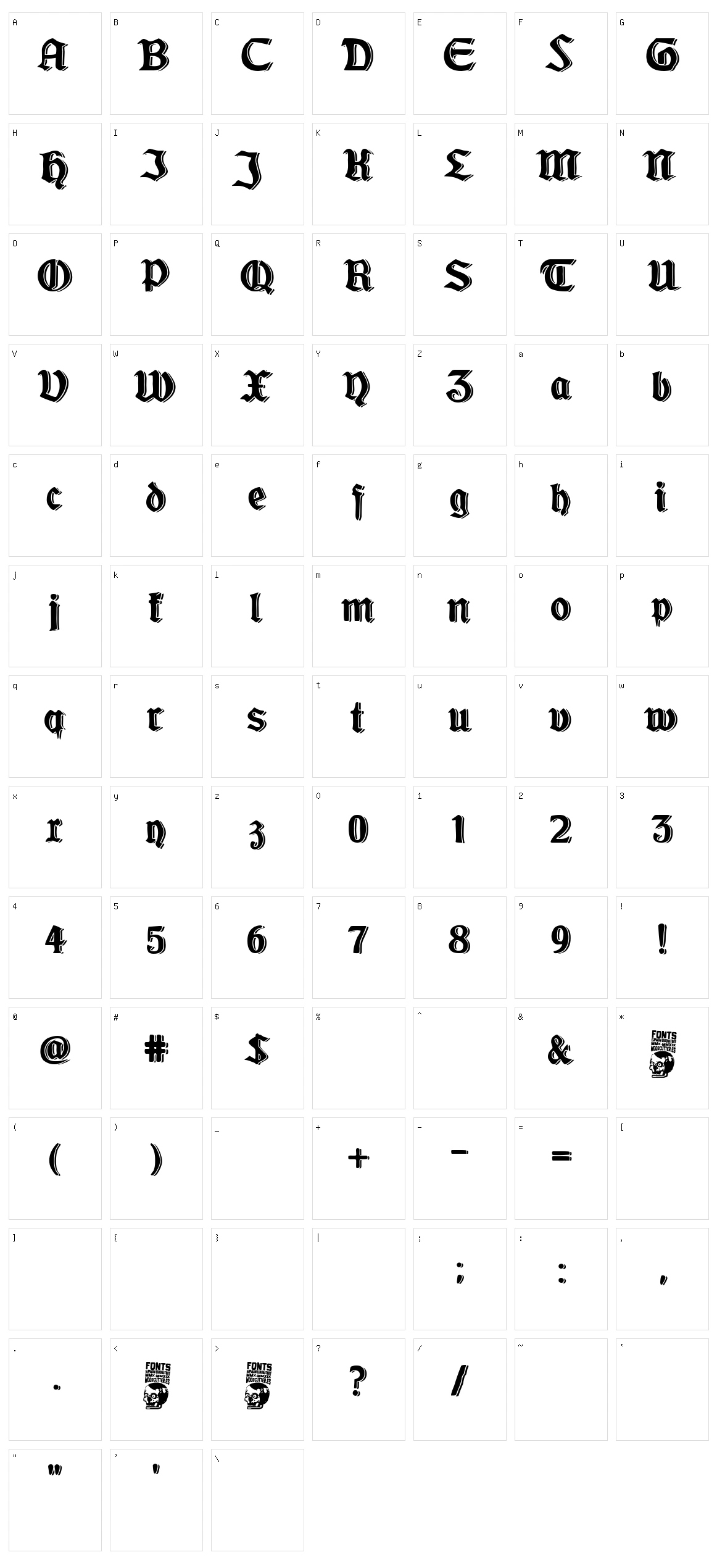 Westfalia Character Set