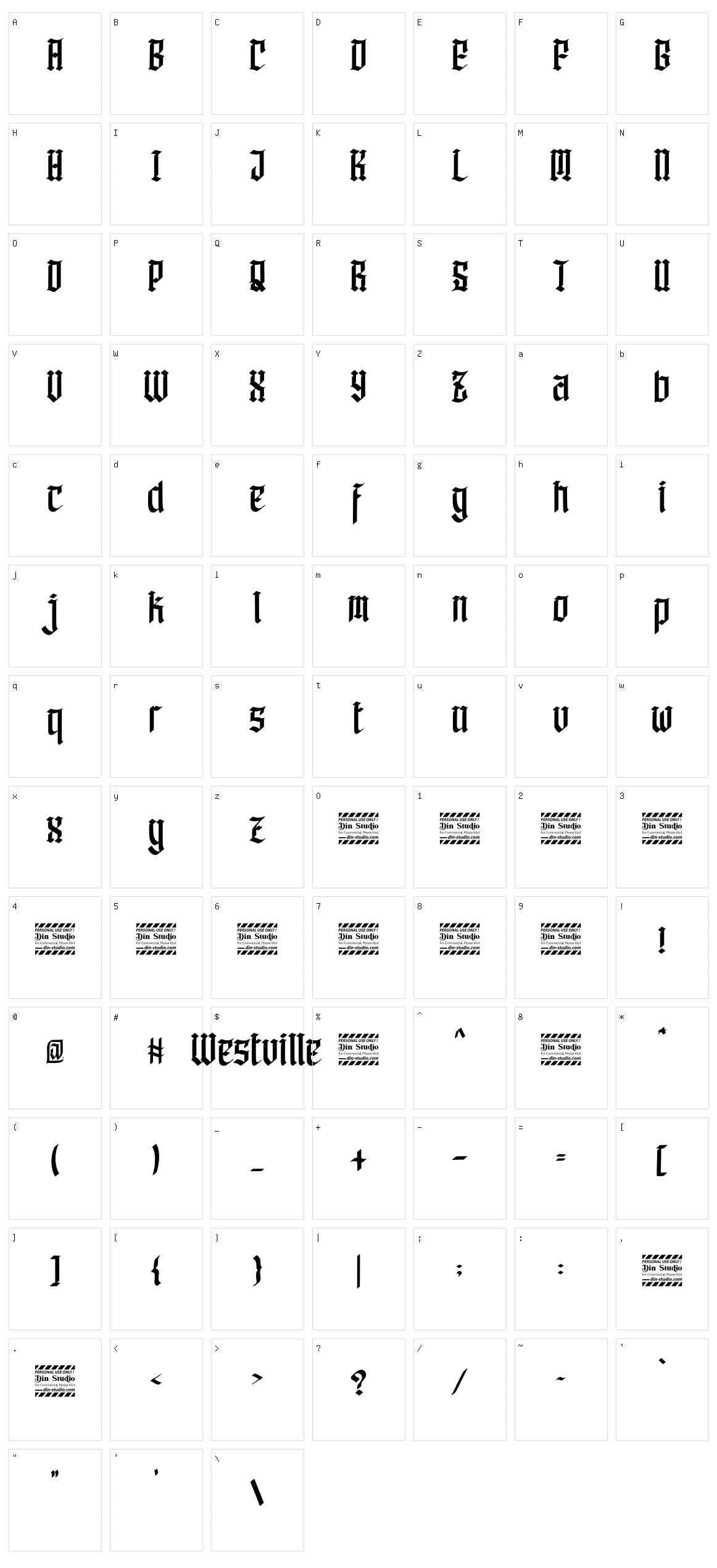 Westville Character Set