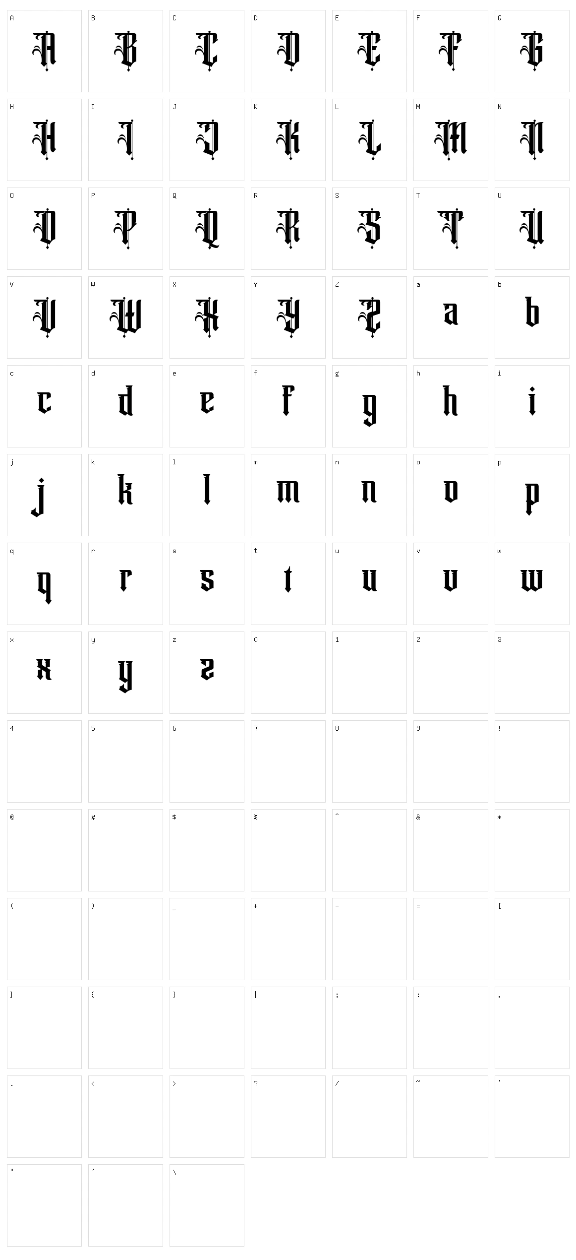 Winchester Character Set