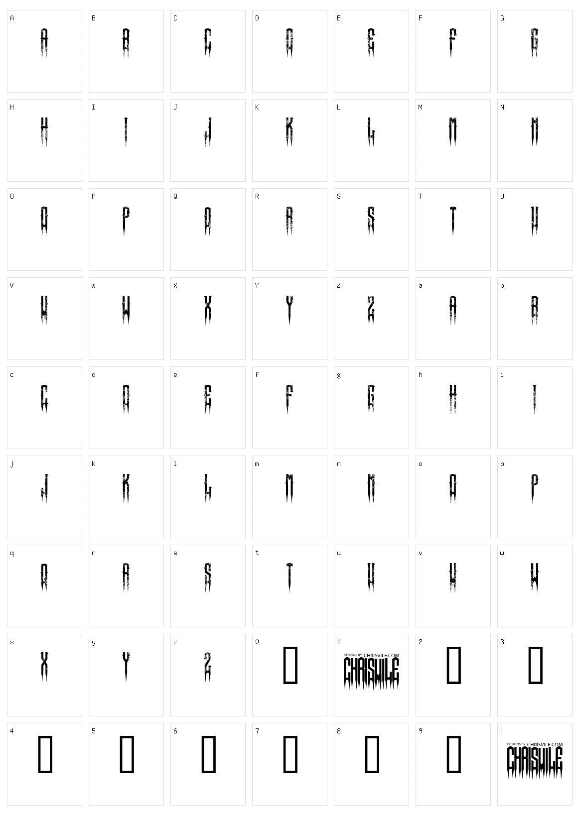 XSpiked Character Set