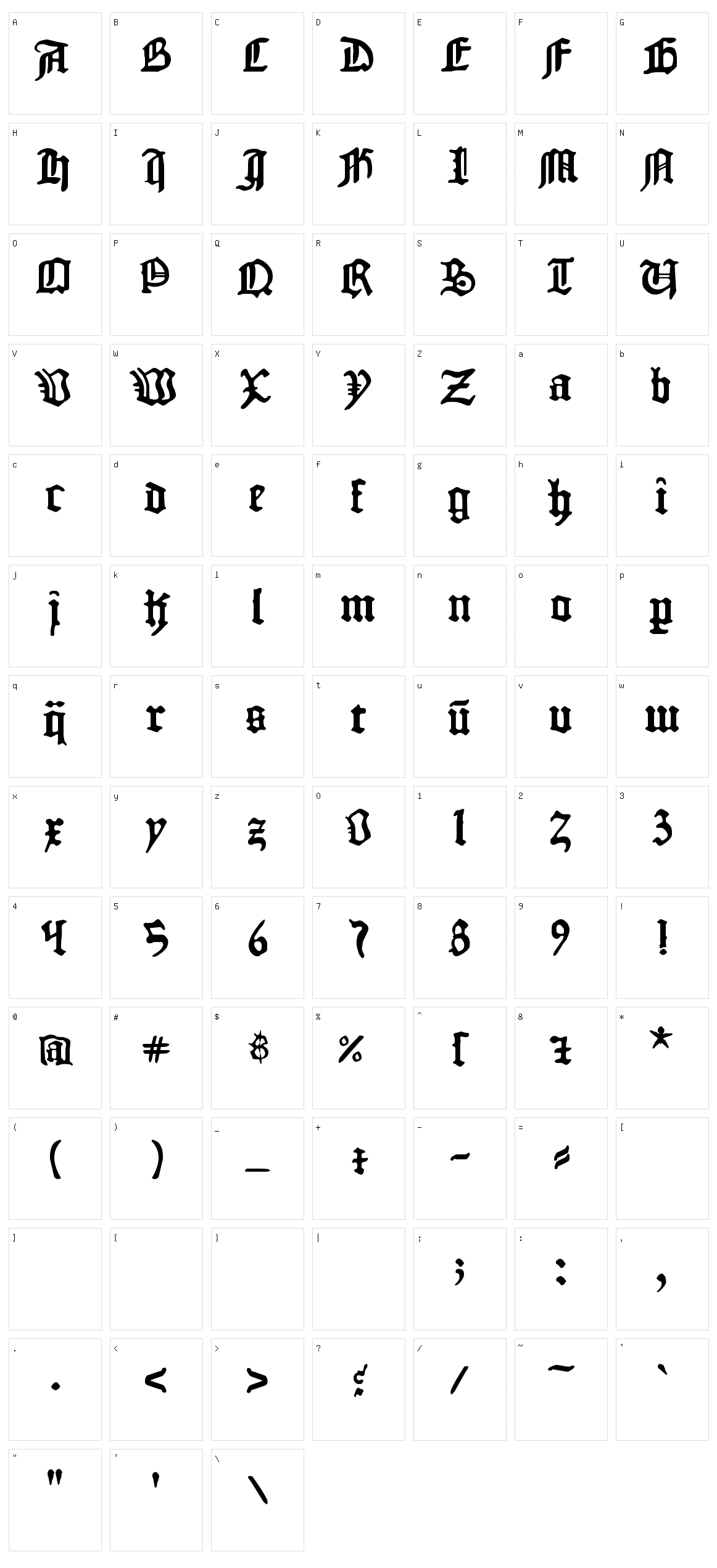 1454 Gutenberg Bibel Character Set